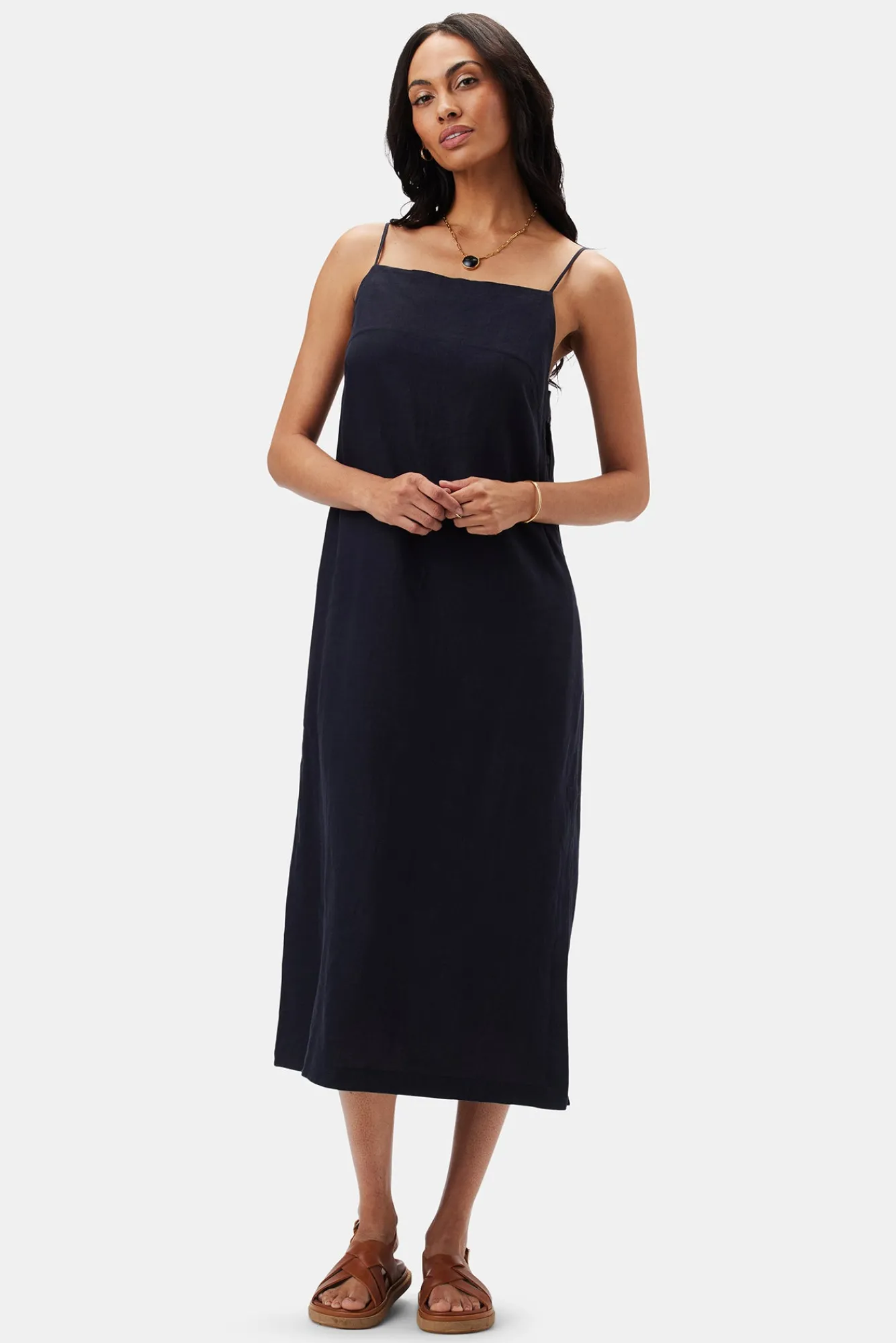 Amour Vert Lilly Pilly Kai Organic Linen Slip Dress- Dresses|Clearance