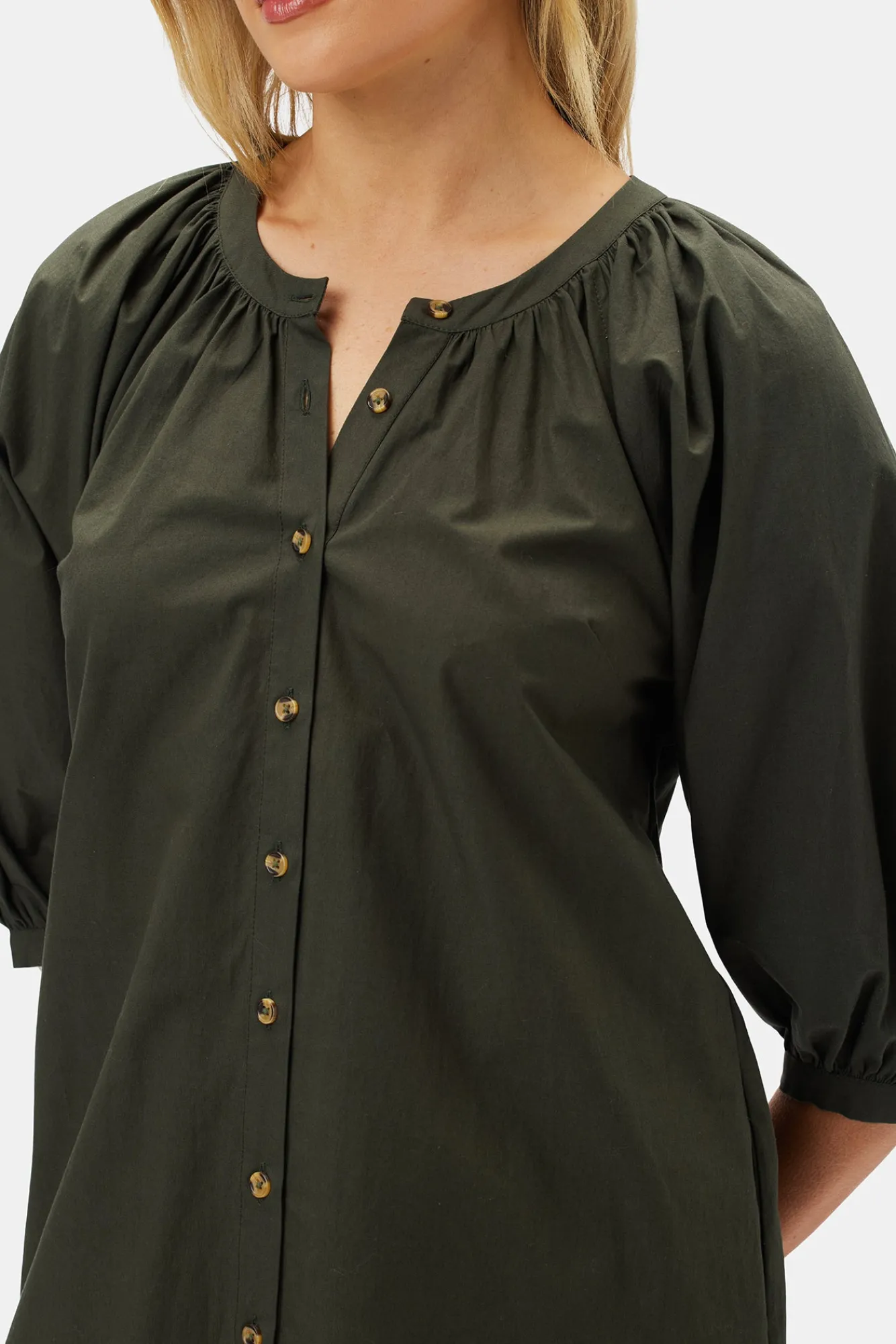 Amour Vert Esther Organic Cotton Poplin Dress- Dresses|Clearance