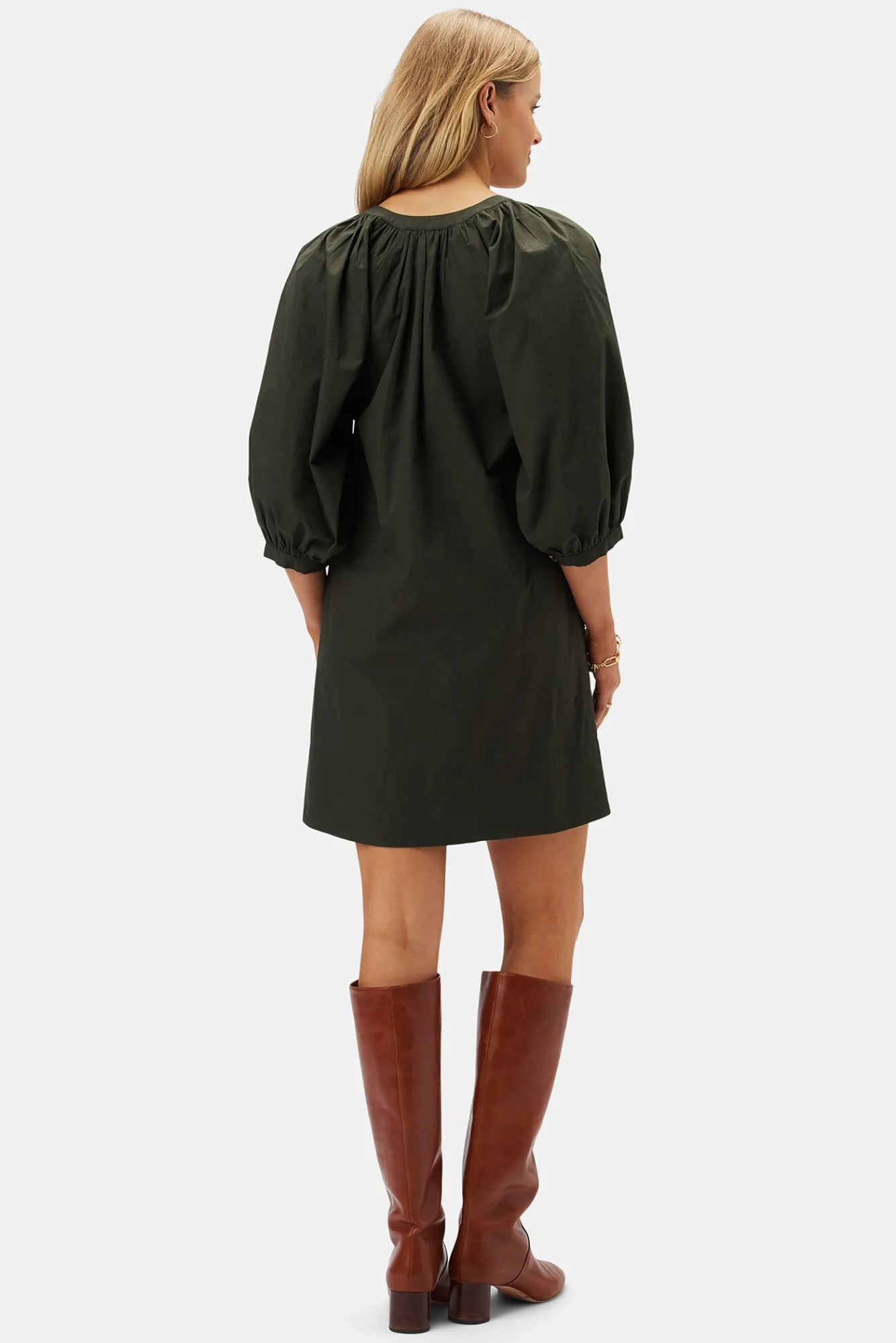 Amour Vert Esther Organic Cotton Poplin Dress- Dresses|Clearance