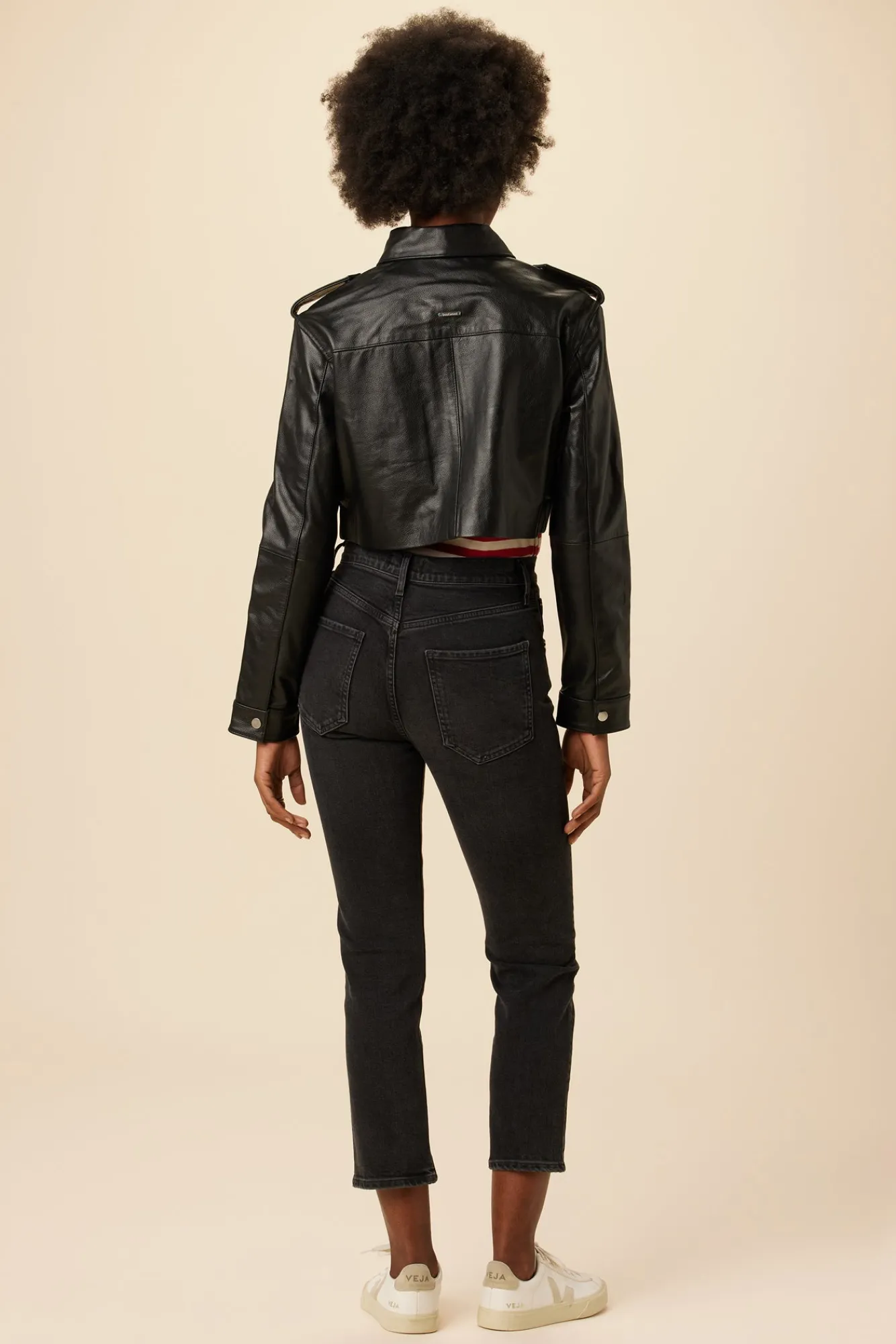 Amour Vert Deadwood Bella Cropped Leather Jacket- Clearance