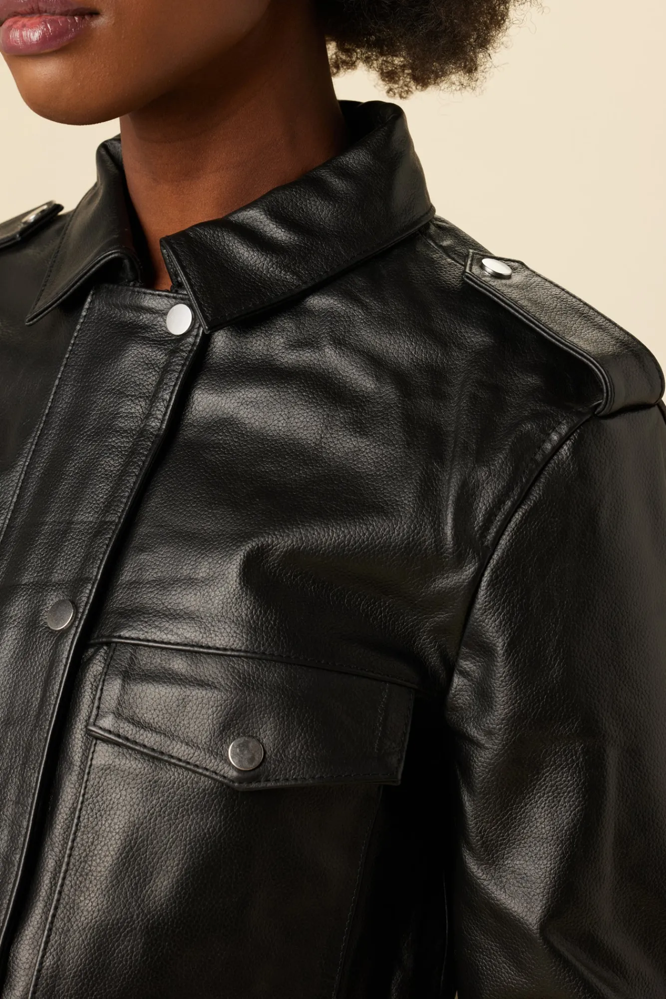 Amour Vert Deadwood Bella Cropped Leather Jacket- Clearance