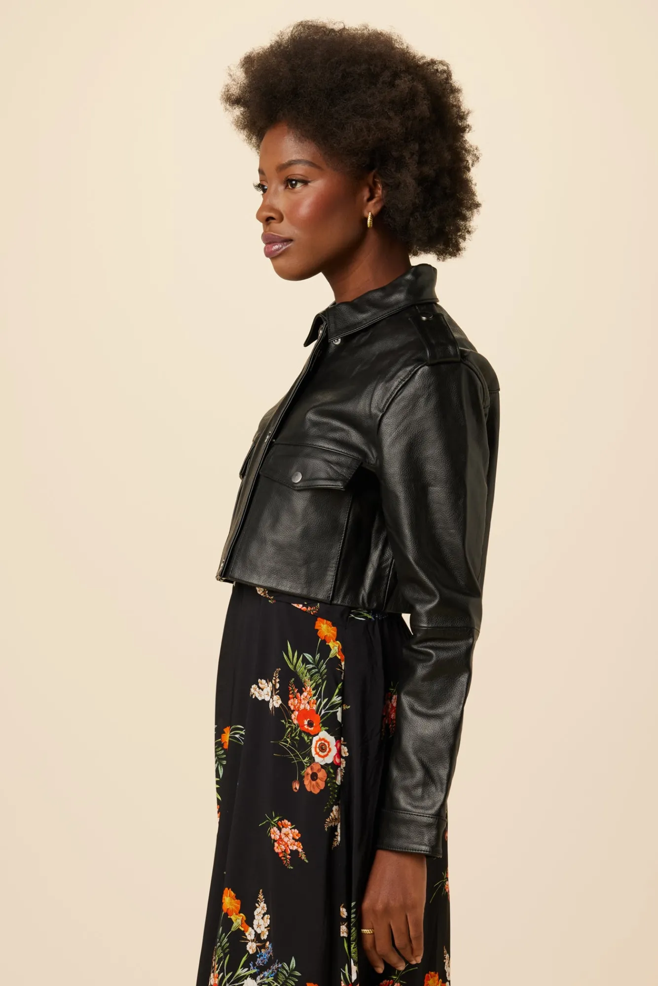 Amour Vert Deadwood Bella Cropped Leather Jacket- Clearance