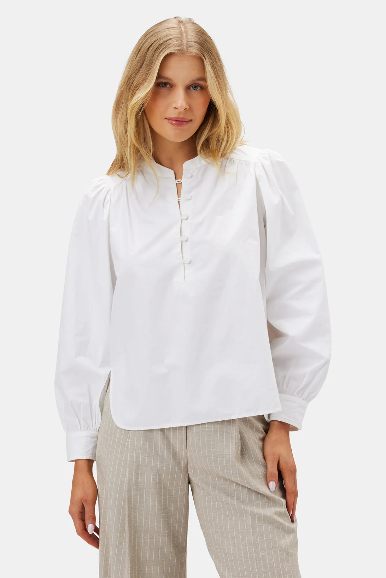 Amour Vert Lucie Organic Cotton Poplin Blouse- Tops|Clearance