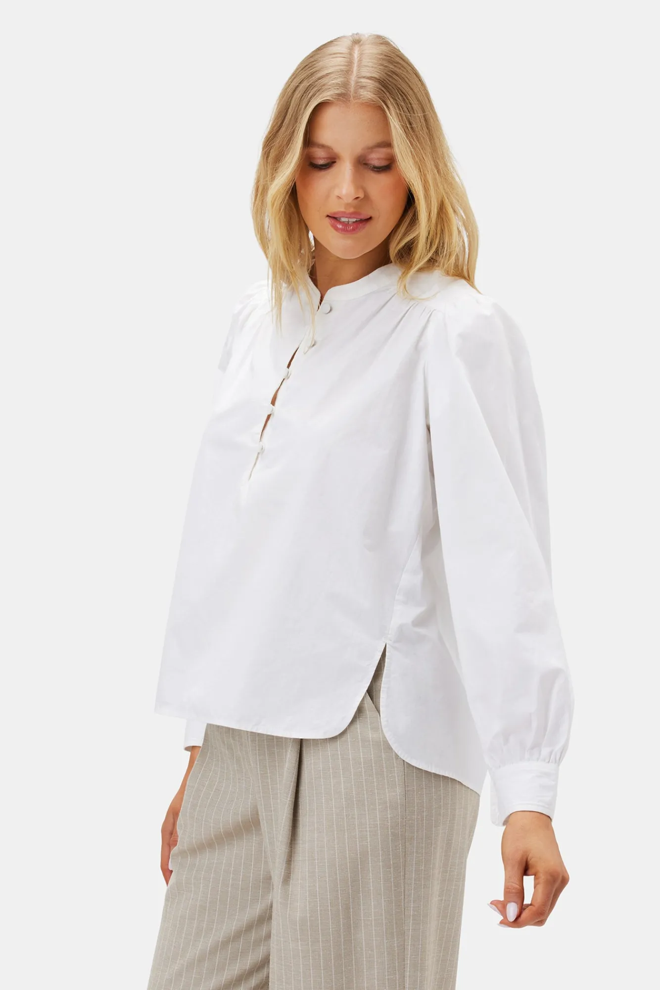 Amour Vert Lucie Organic Cotton Poplin Blouse- Tops|Clearance