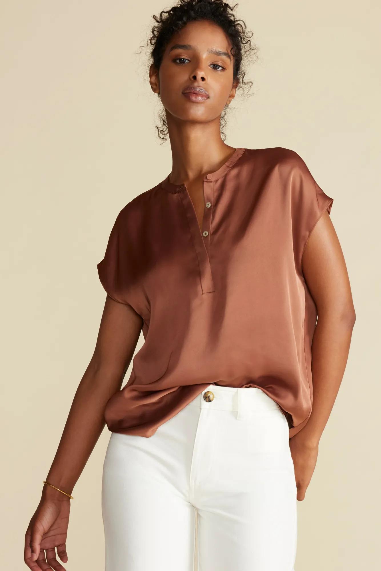 Amour Vert Ren Recycled Sateen Blouse- Blouses & Shirts|Tops