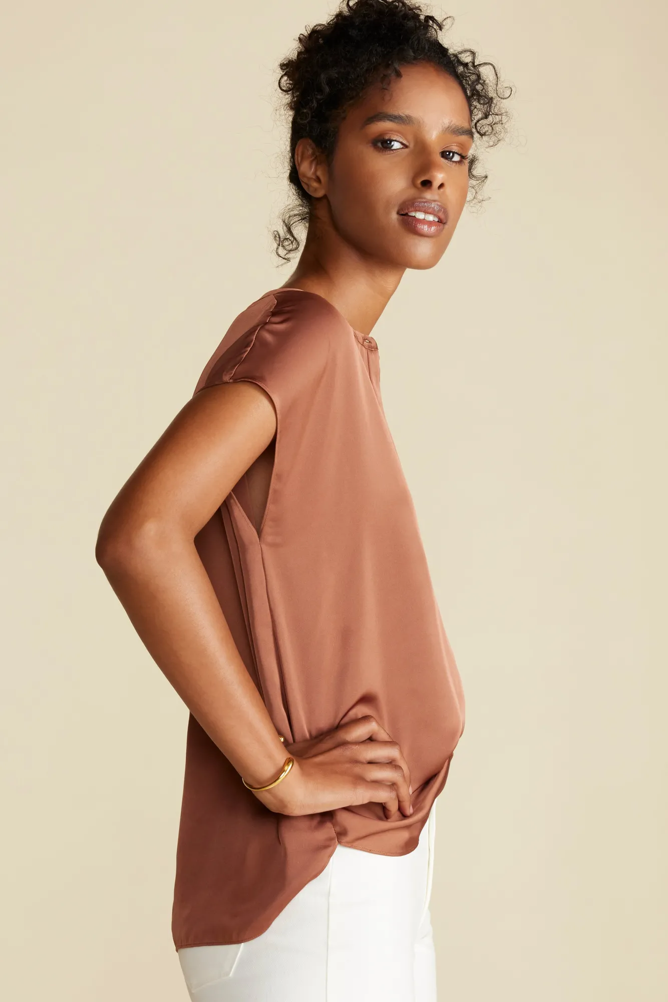 Amour Vert Ren Recycled Sateen Blouse- Blouses & Shirts|Tops