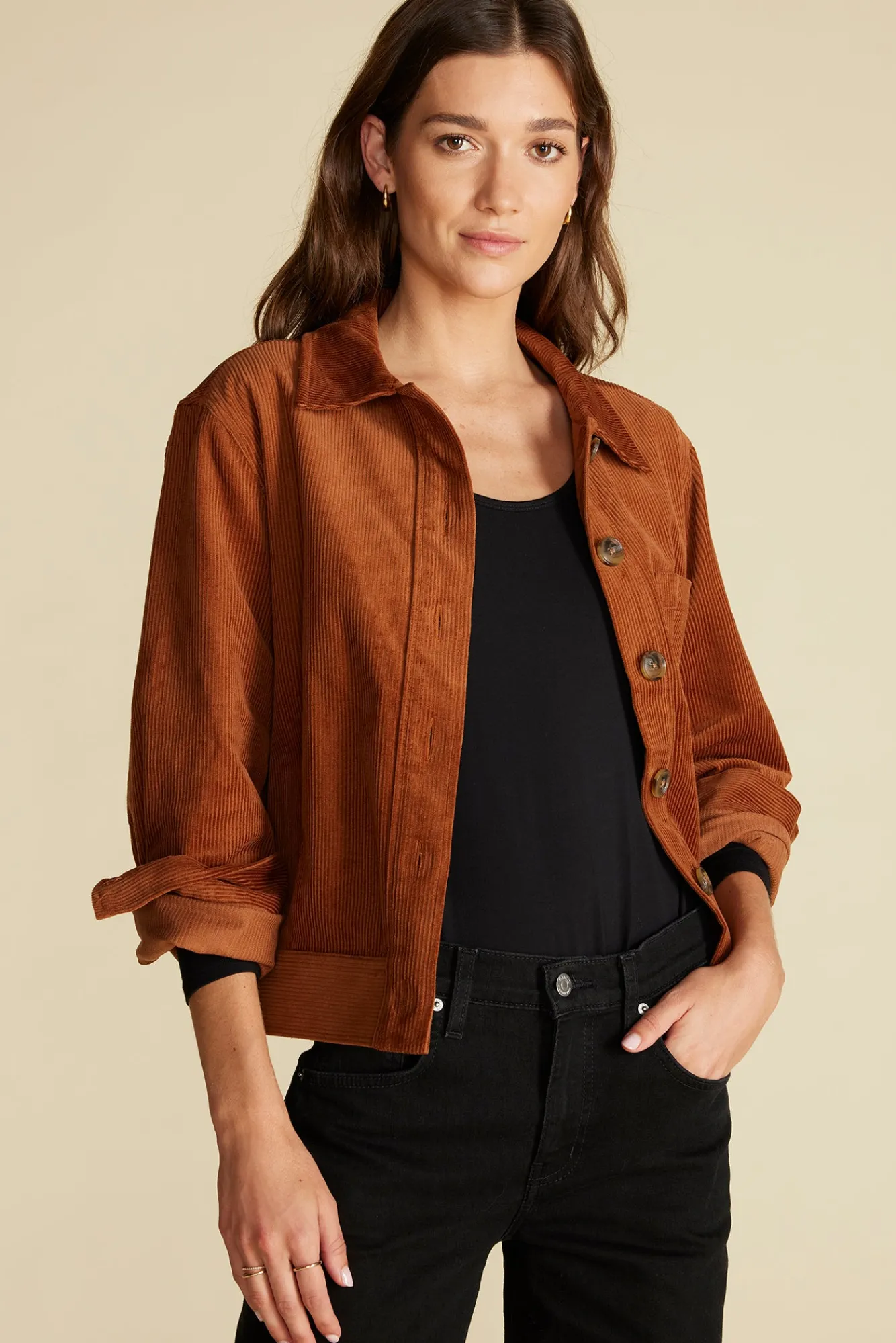 Amour Vert Spencer Corduroy Trucker Jacket- Jackets & Outerwear|Clearance