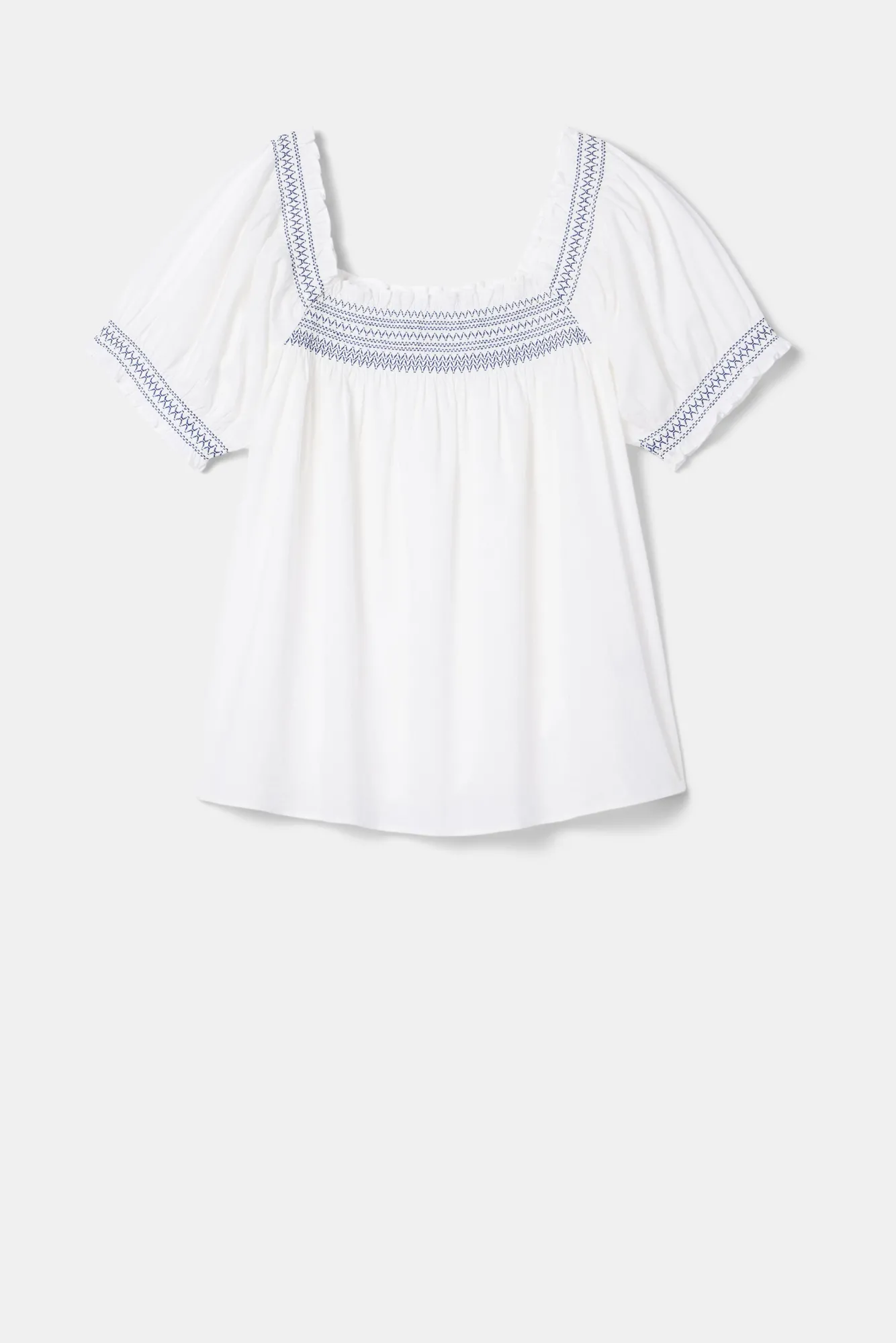 Amour Vert Embroidered Smocked Top- Tops|Clearance
