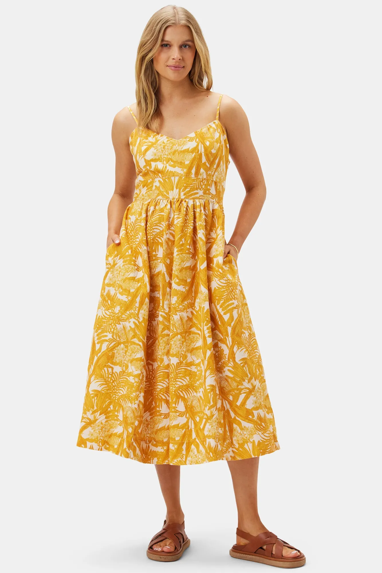 Amour Vert Zulma Cotton Linen Dress- Dresses|Clearance