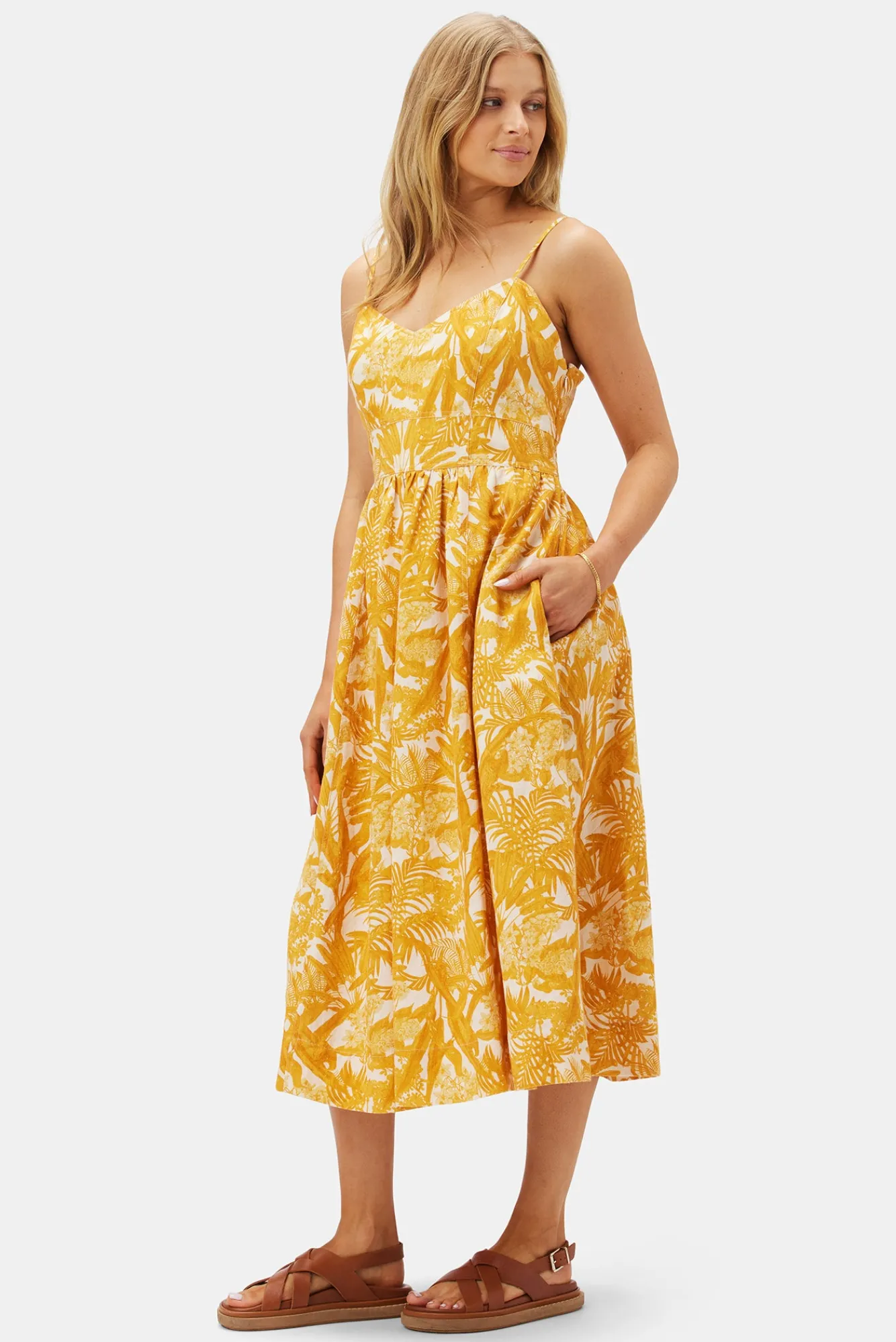 Amour Vert Zulma Cotton Linen Dress- Dresses|Clearance