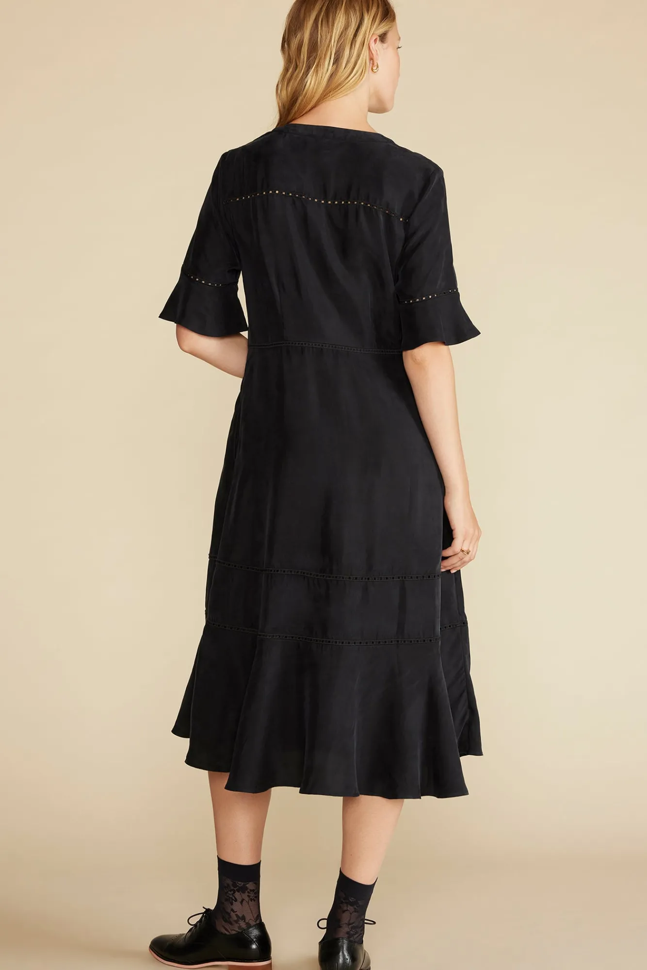Amour Vert Adaline Embroidered Cupro Dress- Dresses