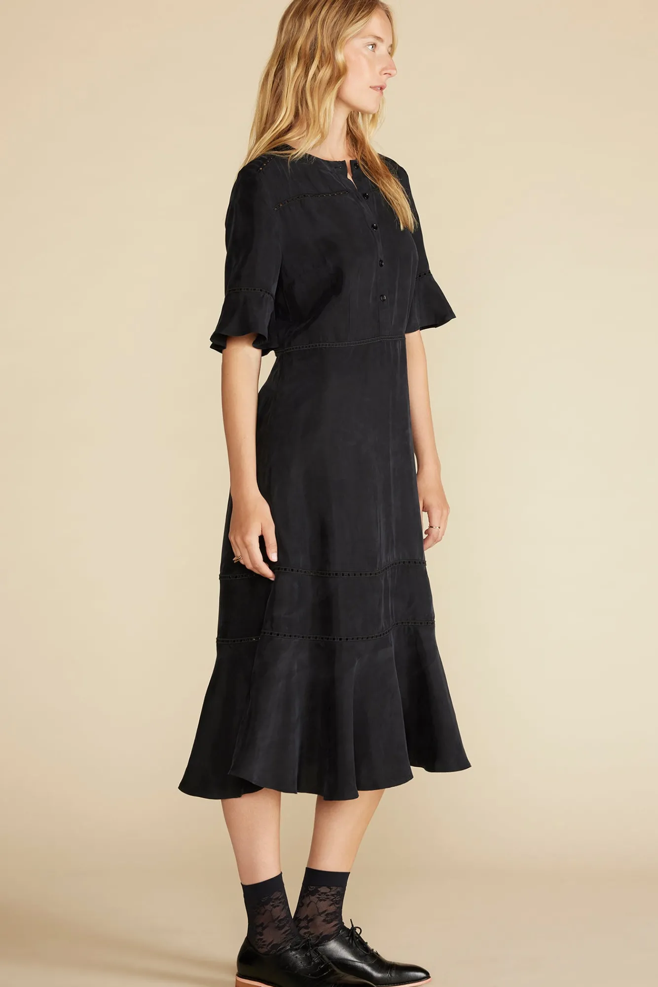 Amour Vert Adaline Embroidered Cupro Dress- Dresses