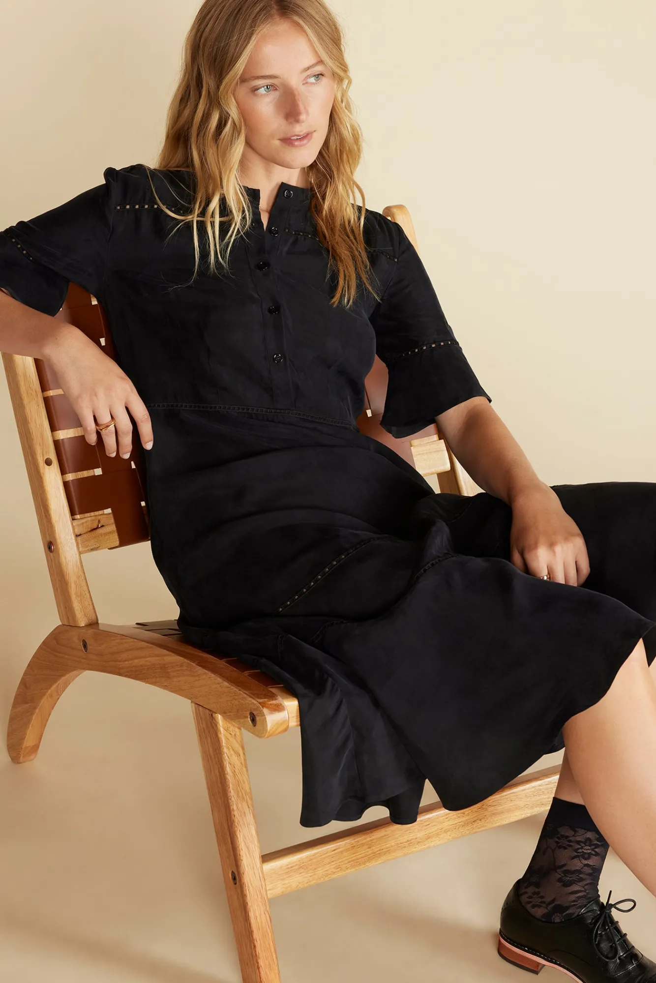 Amour Vert Adaline Embroidered Cupro Dress- Dresses