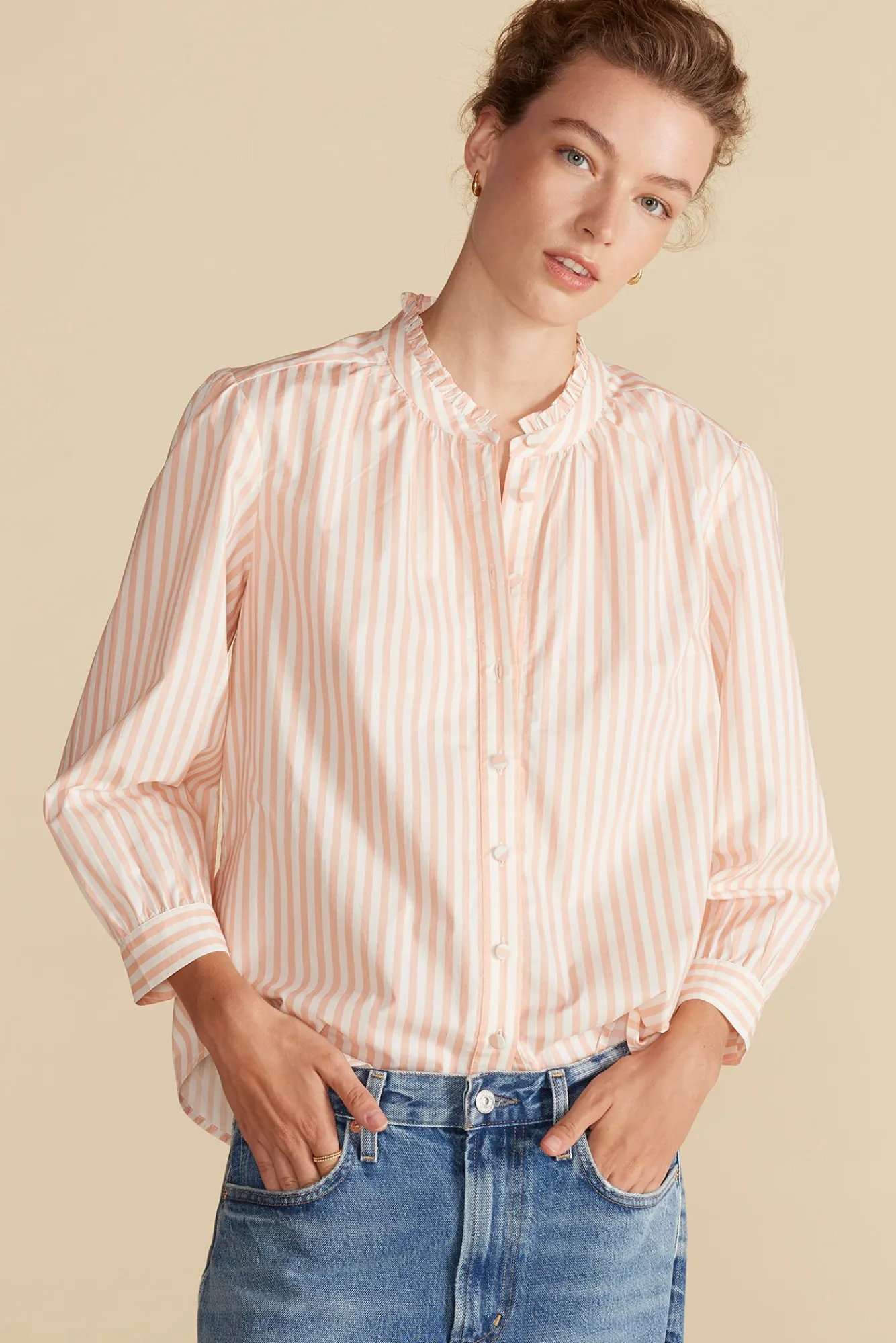 Amour Vert Charlotte Organic Cotton Blouse- Blouses & Shirts|Tops