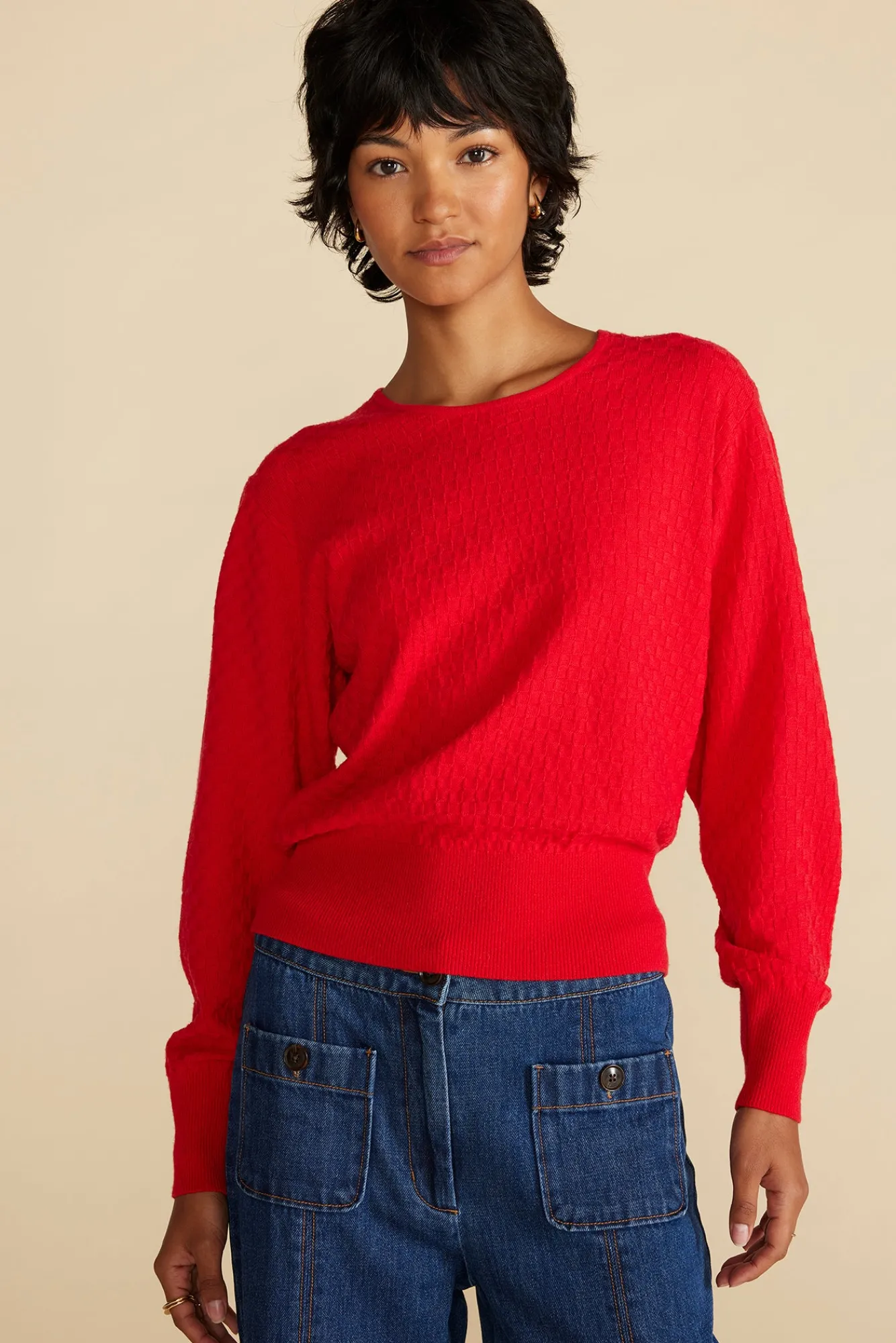 Amour Vert Daphne Novelty Stitch Sweater- Sweaters & Cardigans