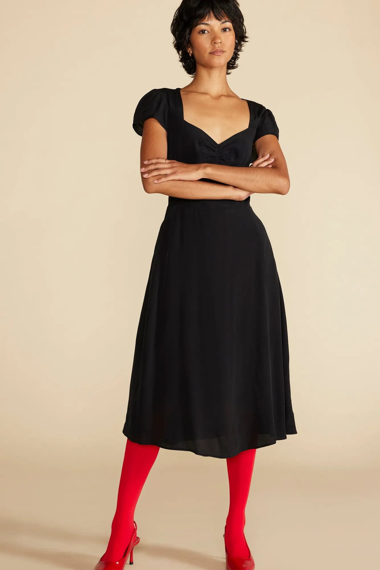 Amour Vert Beryl Crepe Midi Dress- Dresses|Clearance