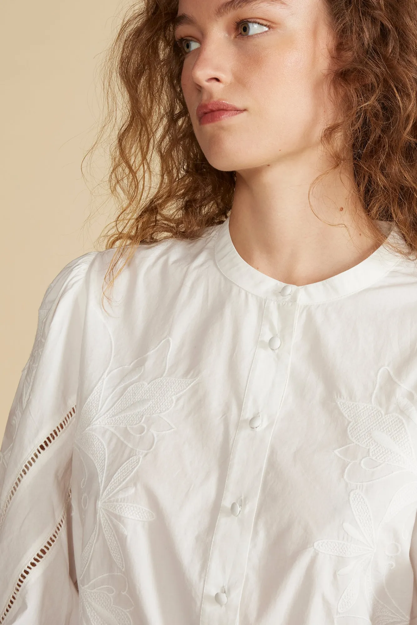 Amour Vert Angelique Puff Sleeve Poplin Blouse- Blouses & Shirts|Tops