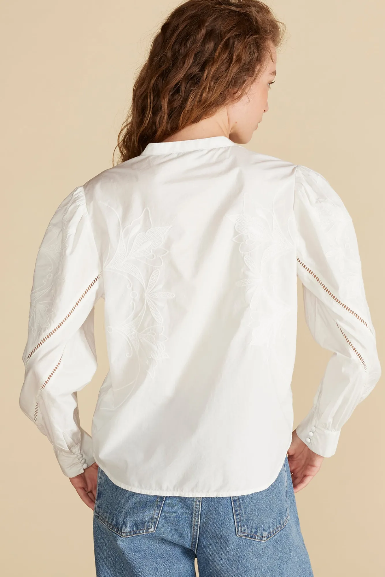 Amour Vert Angelique Puff Sleeve Poplin Blouse- Blouses & Shirts|Tops