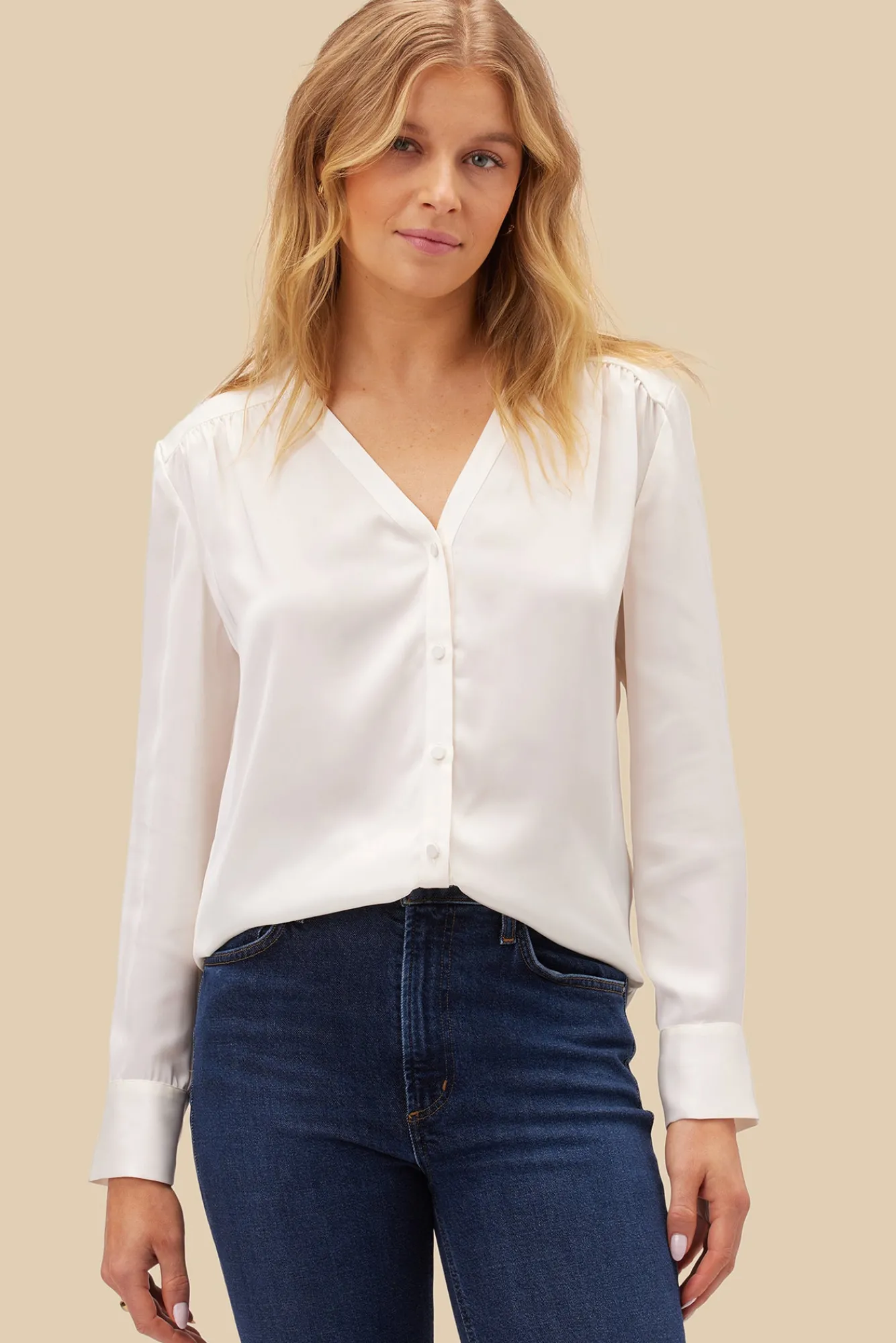 Amour Vert Kali Button Front Blouse- Blouses & Shirts|Tops