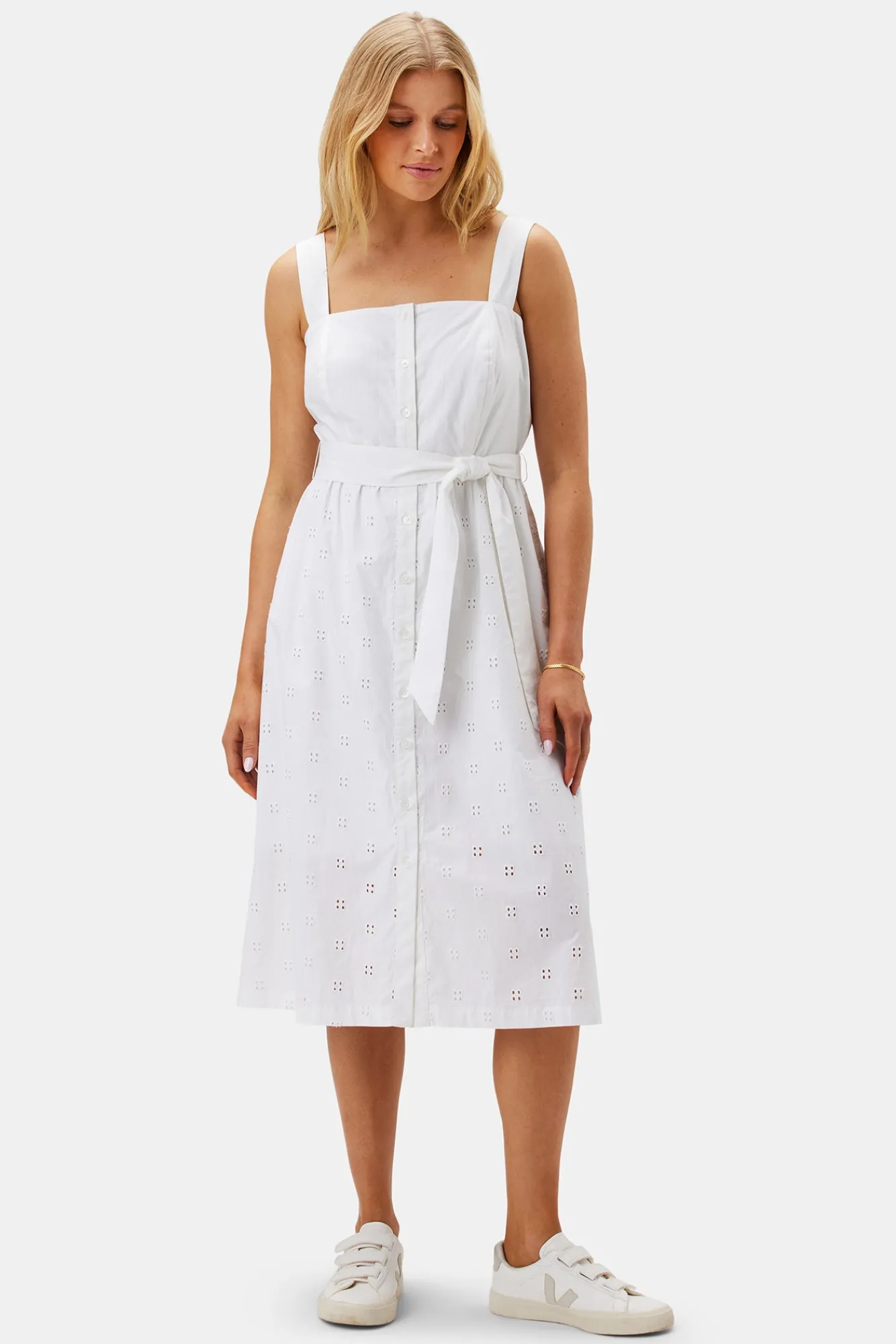 Amour Vert Irene Organic Cotton Eyelet Dress- Dresses|Clearance