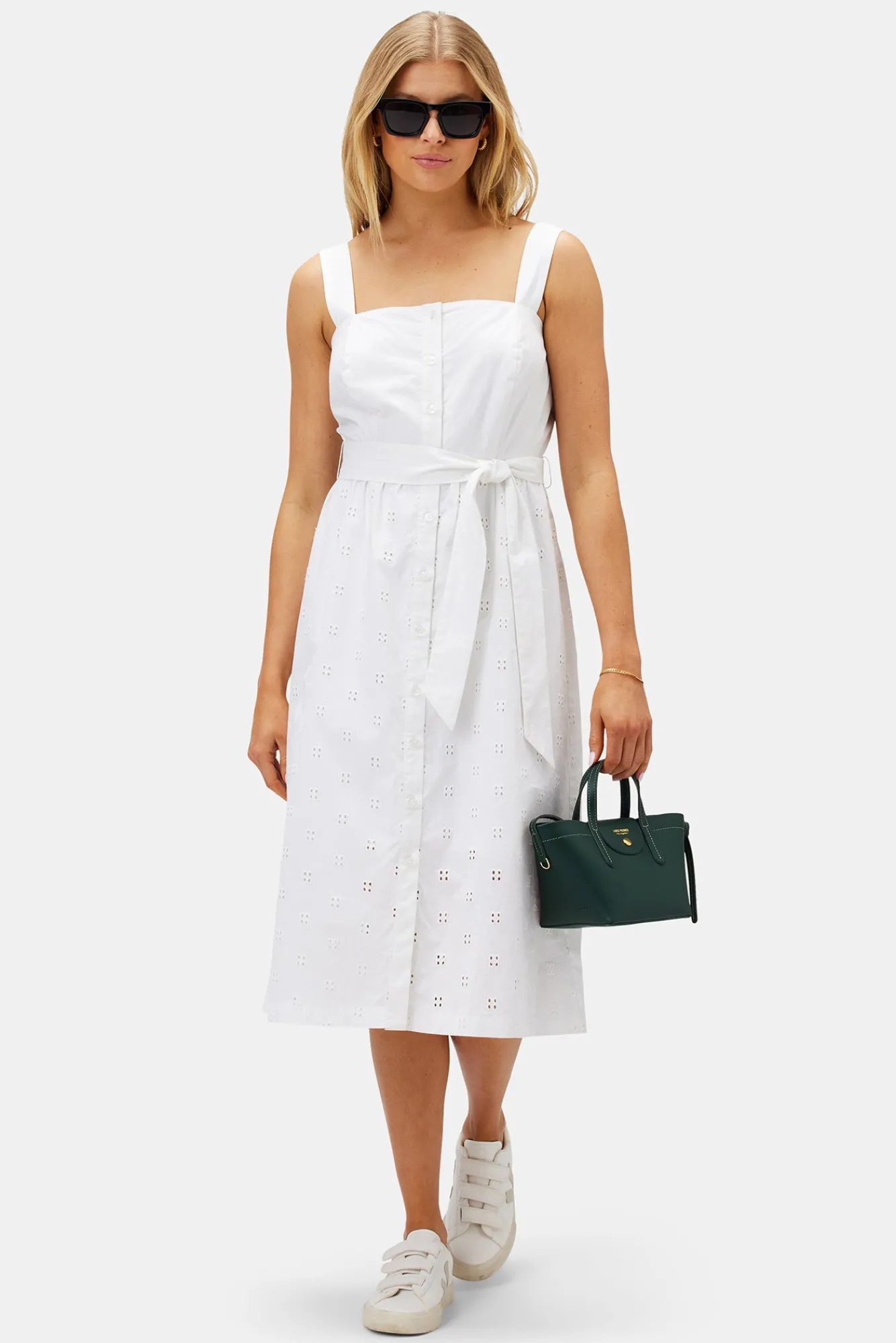 Amour Vert Irene Organic Cotton Eyelet Dress- Dresses|Clearance