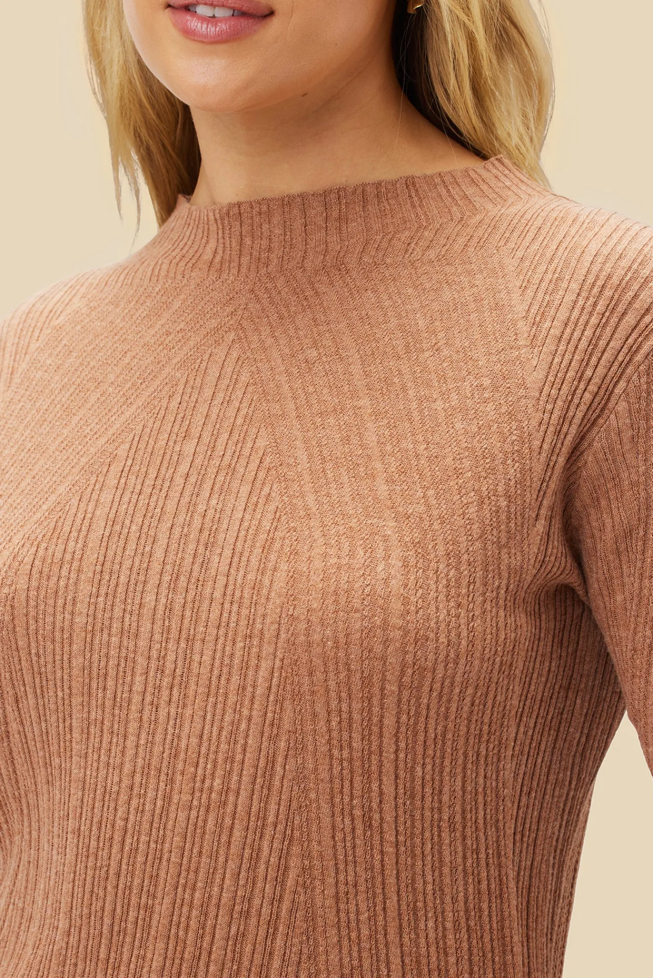 Amour Vert Claire Mock Neck Sweater- Tops|Clearance