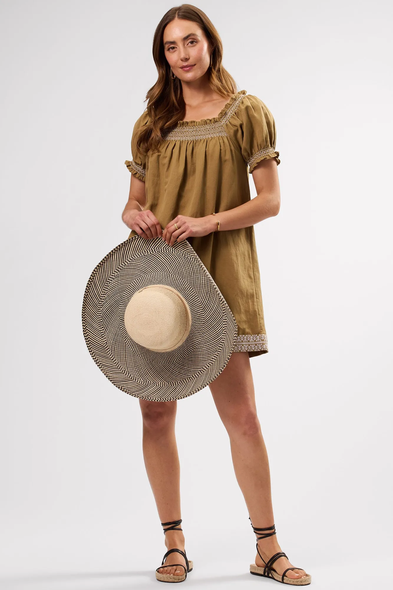 Amour Vert Smocked Embroidery Dress- Dresses|Clearance