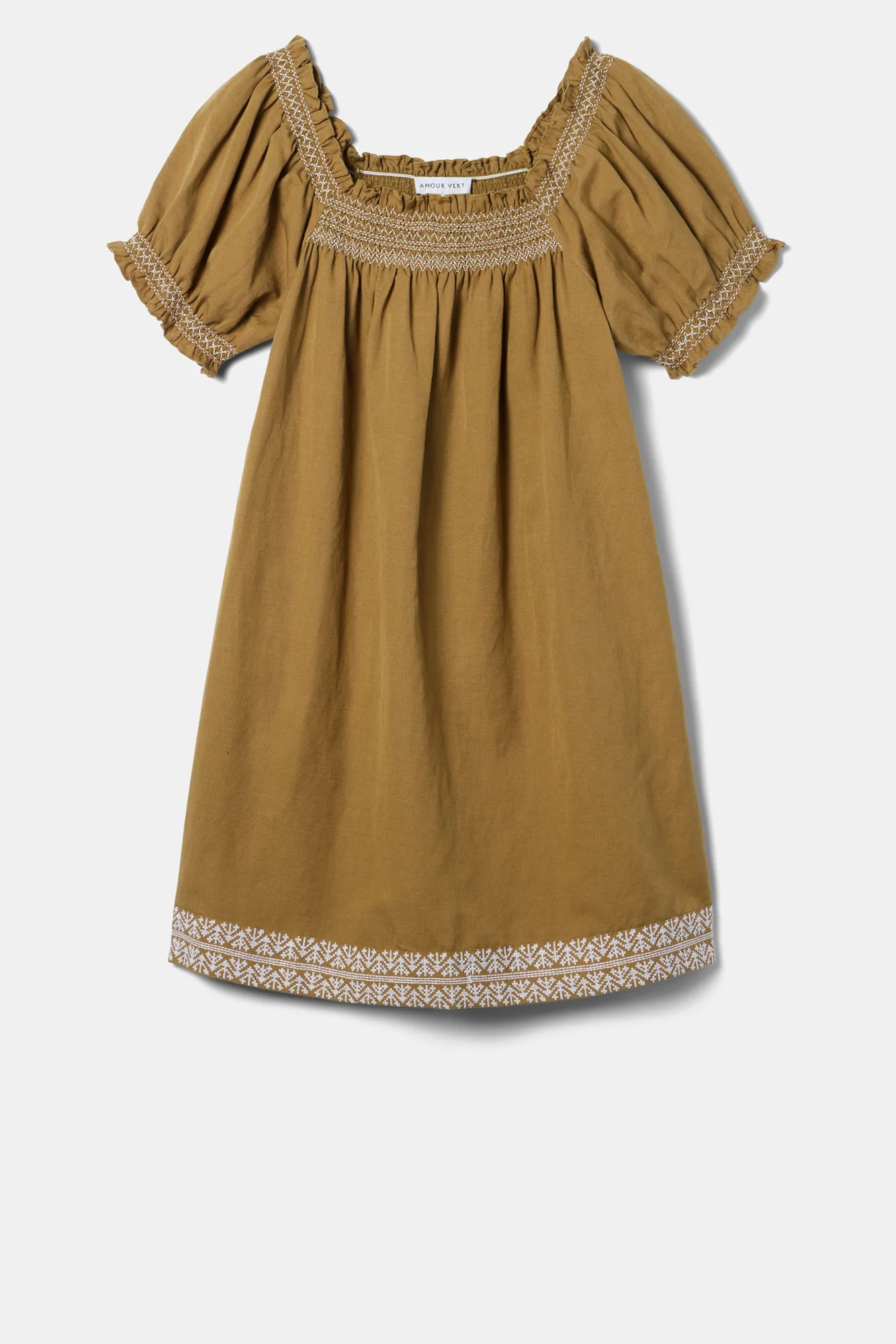 Amour Vert Smocked Embroidery Dress- Dresses|Clearance