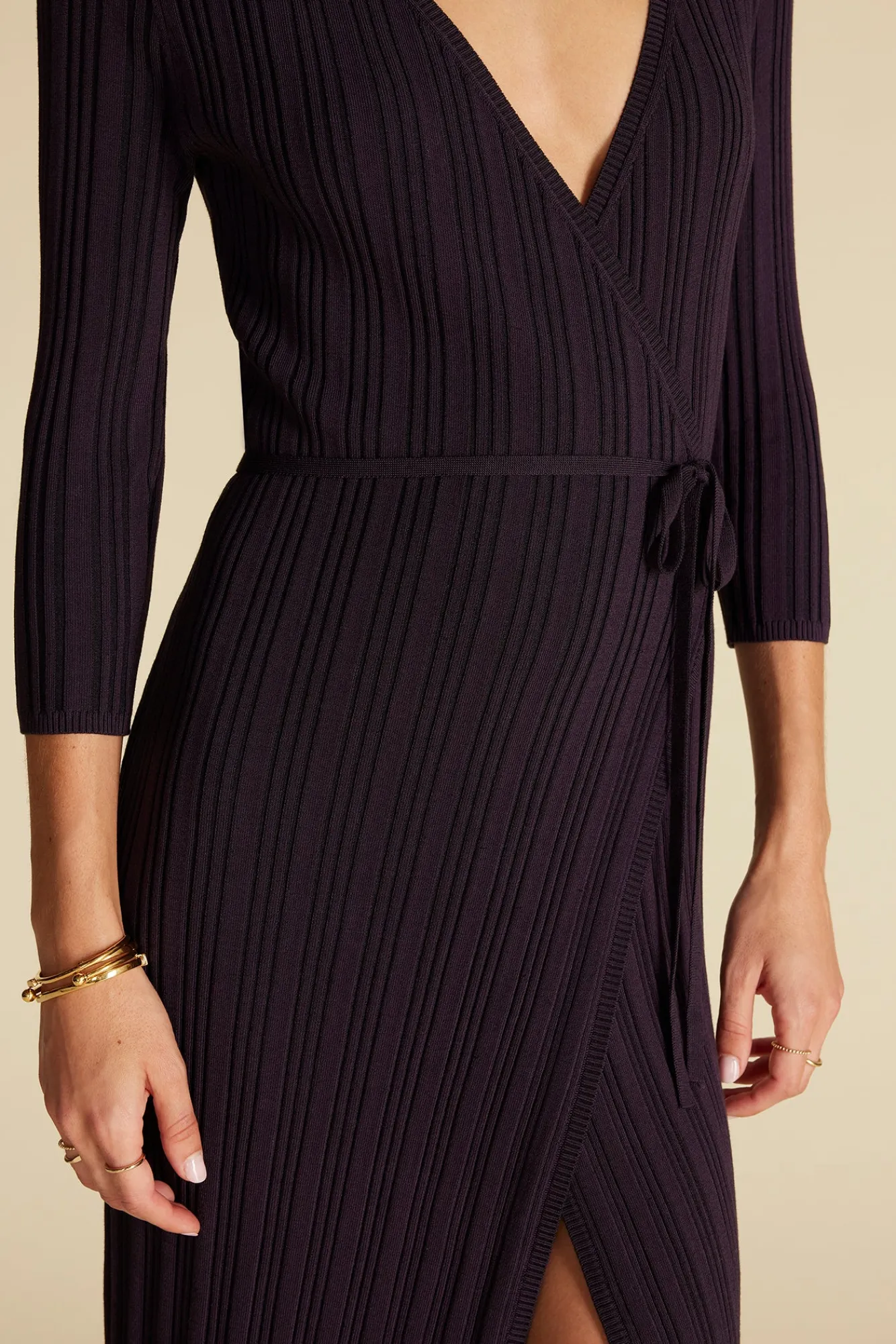 Amour Vert Ila Knit Wrap Dress- Dresses|Clearance