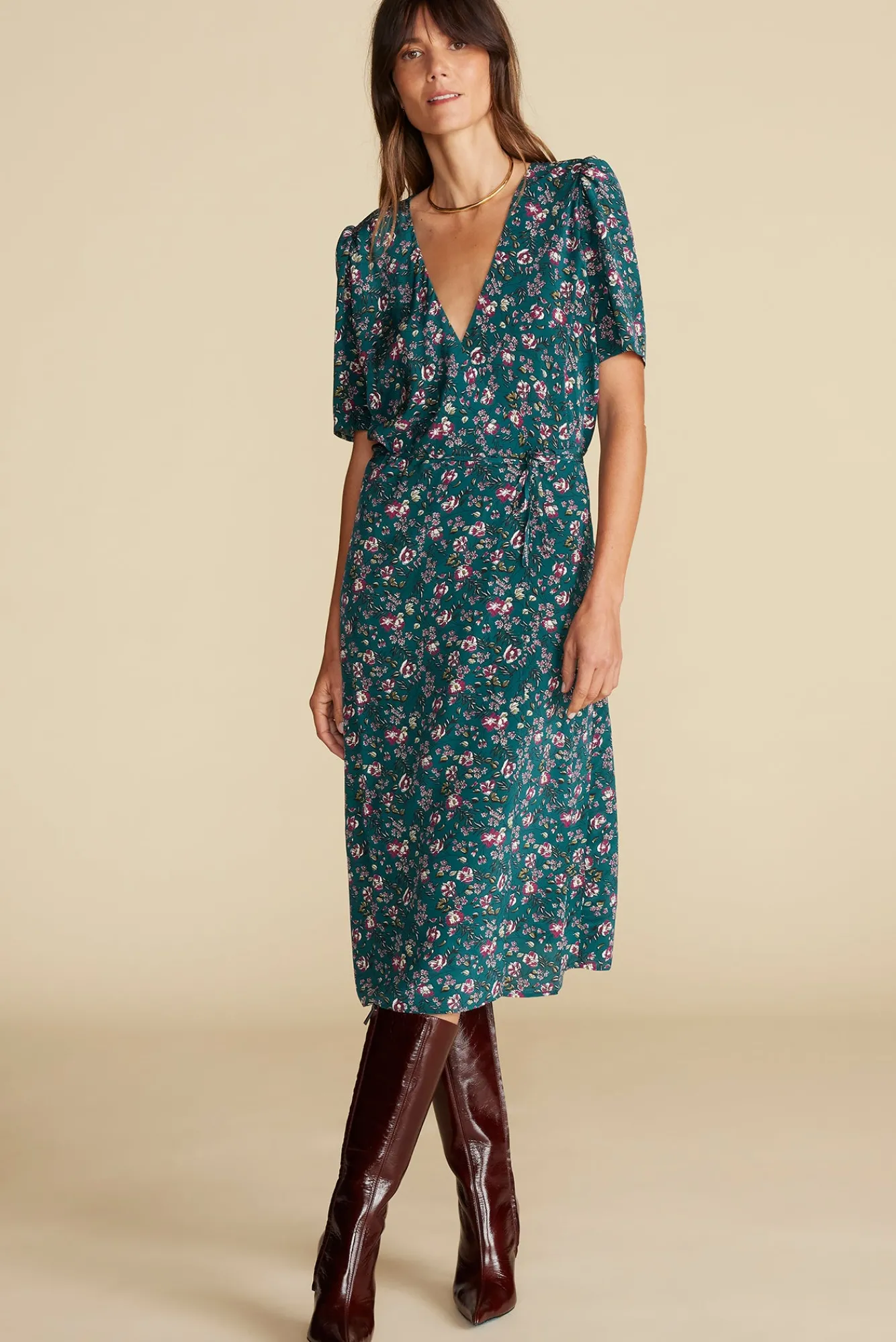 Amour Vert Nicolette Washable Silk Dress- Dresses