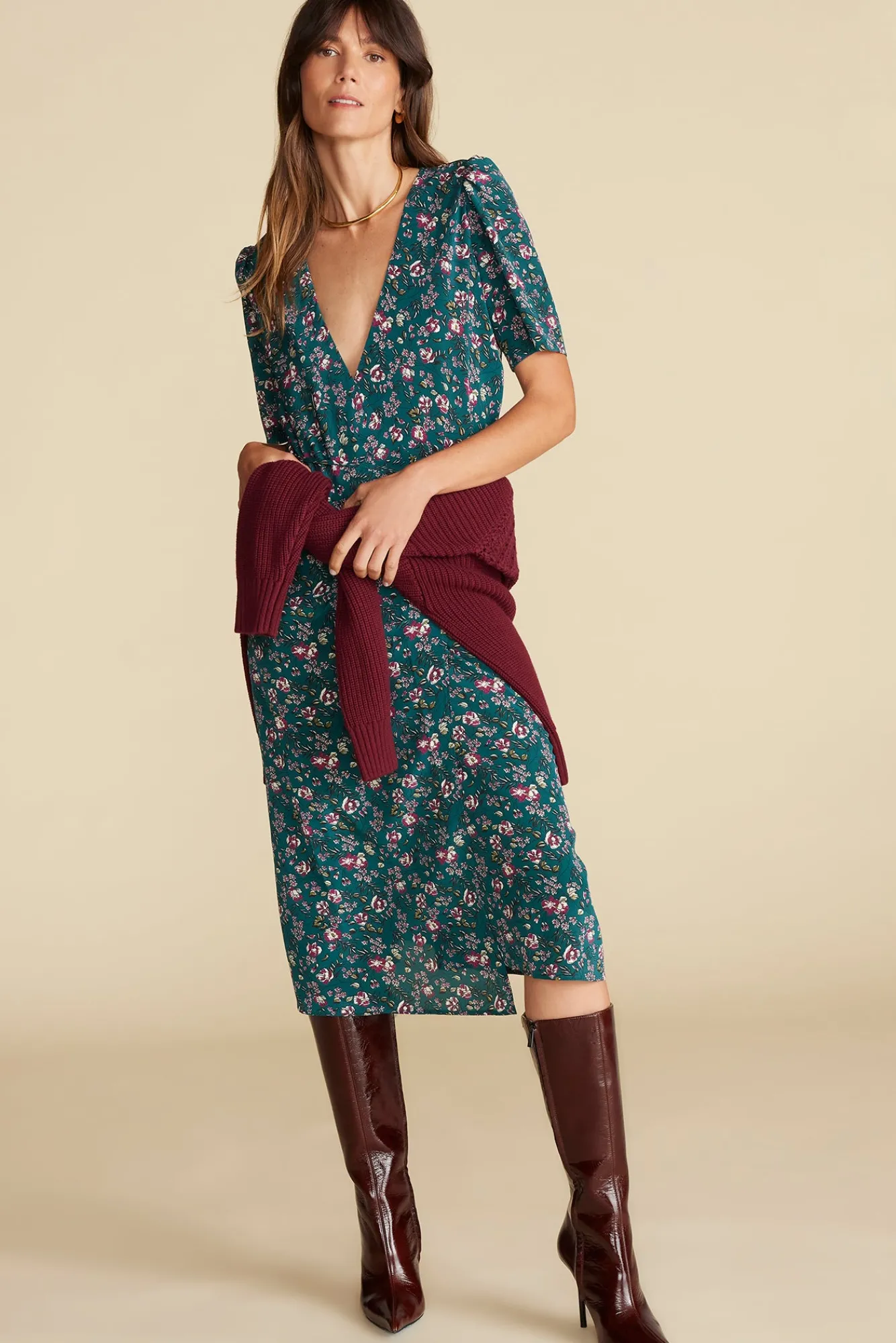 Amour Vert Nicolette Washable Silk Dress- Dresses