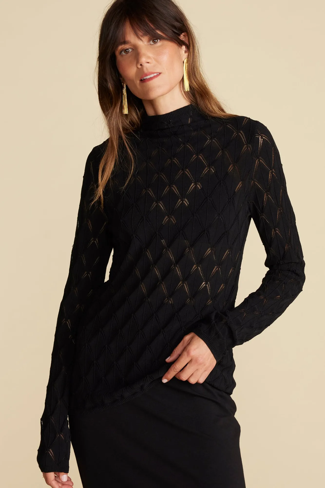 Amour Vert Chaney Diamond Pointelle Top- Tops