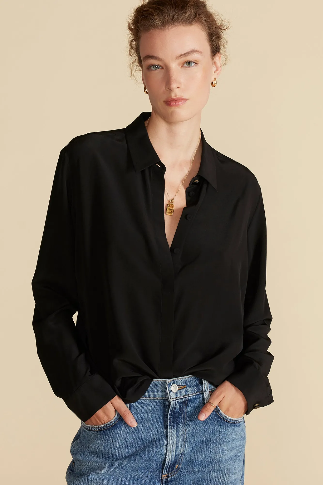 Amour Vert Bixby Washable Silk Blouse- Blouses & Shirts|Tops