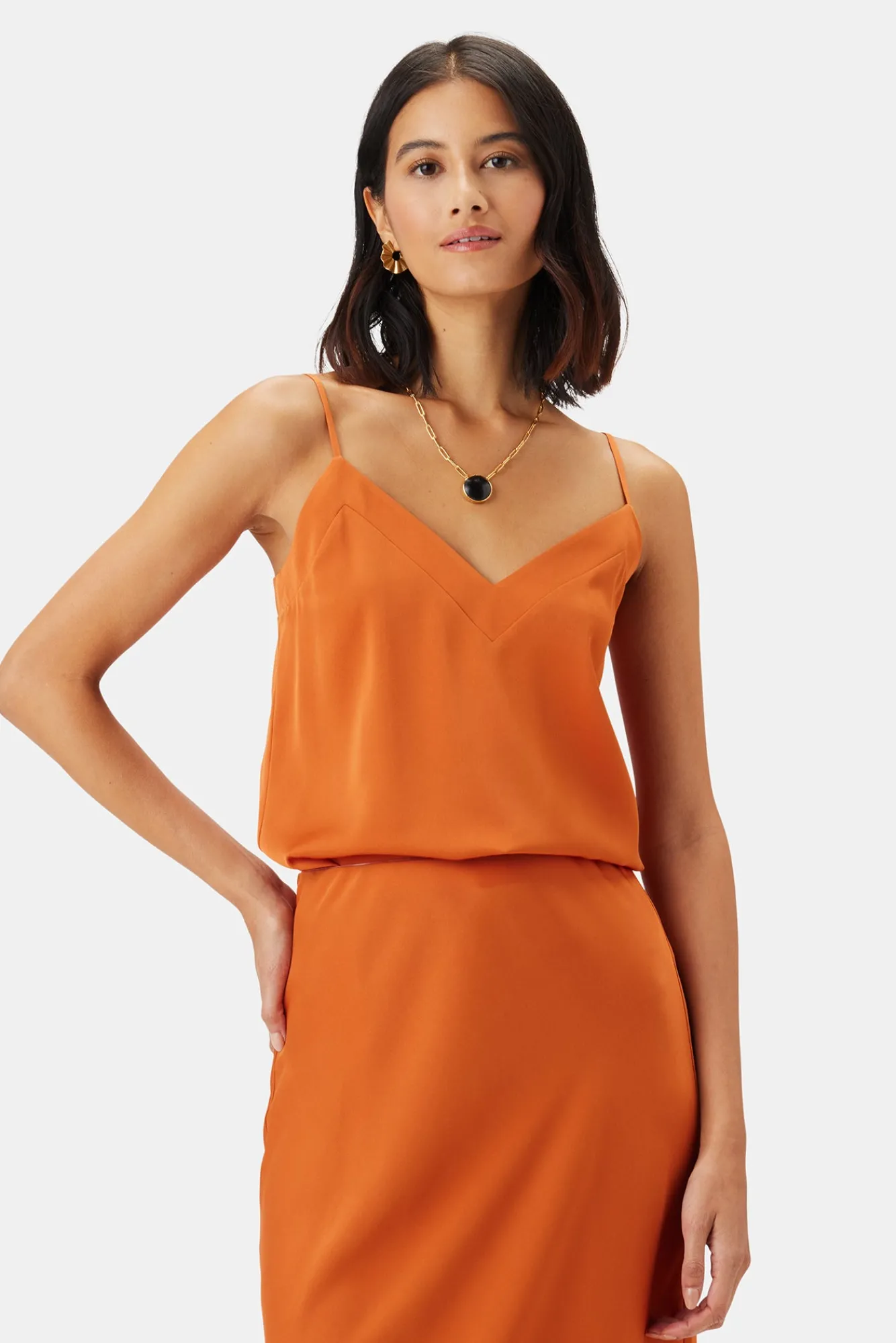 Amour Vert Barlow Stretch Silk Tank- Tops|Clearance