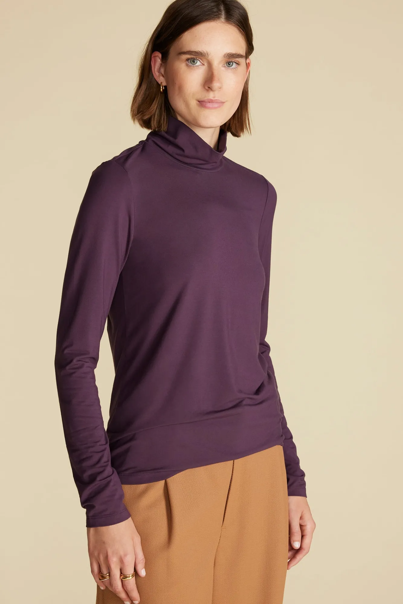 Amour Vert Flannery Bamboo Knit Turtleneck- Tops|Clearance