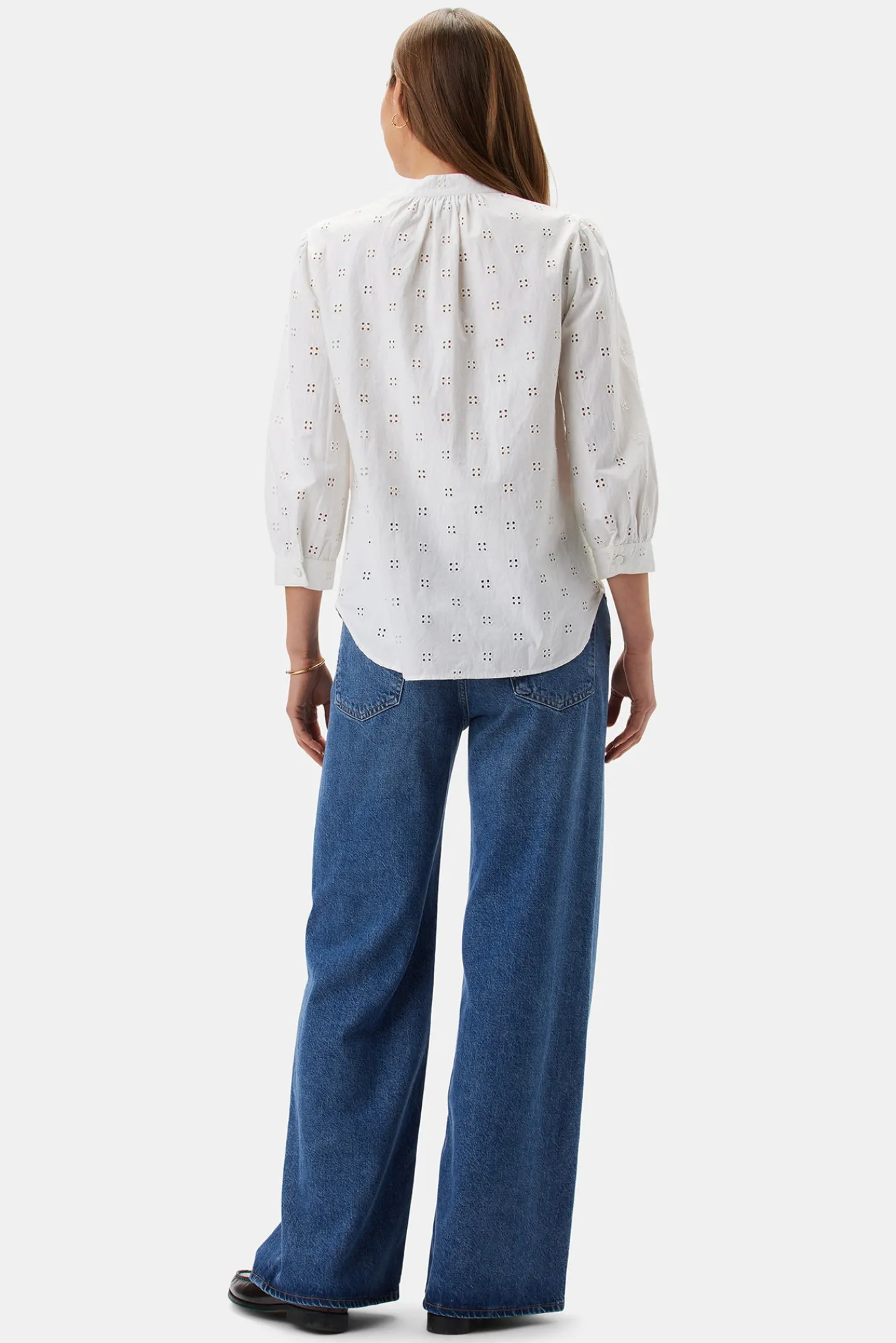 Amour Vert Charlotte Organic Cotton Eyelet Blouse- Tops|Clearance