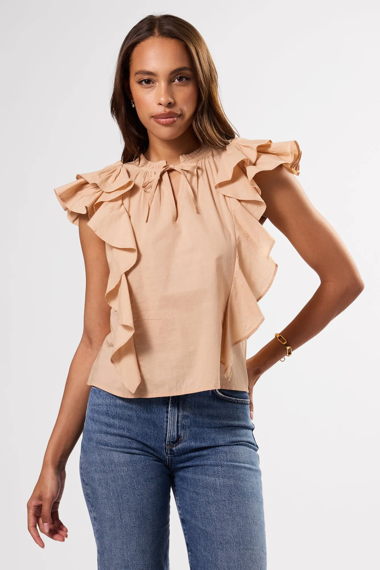 Amour Vert Ruffle Sleeve Top- Tops|Clearance