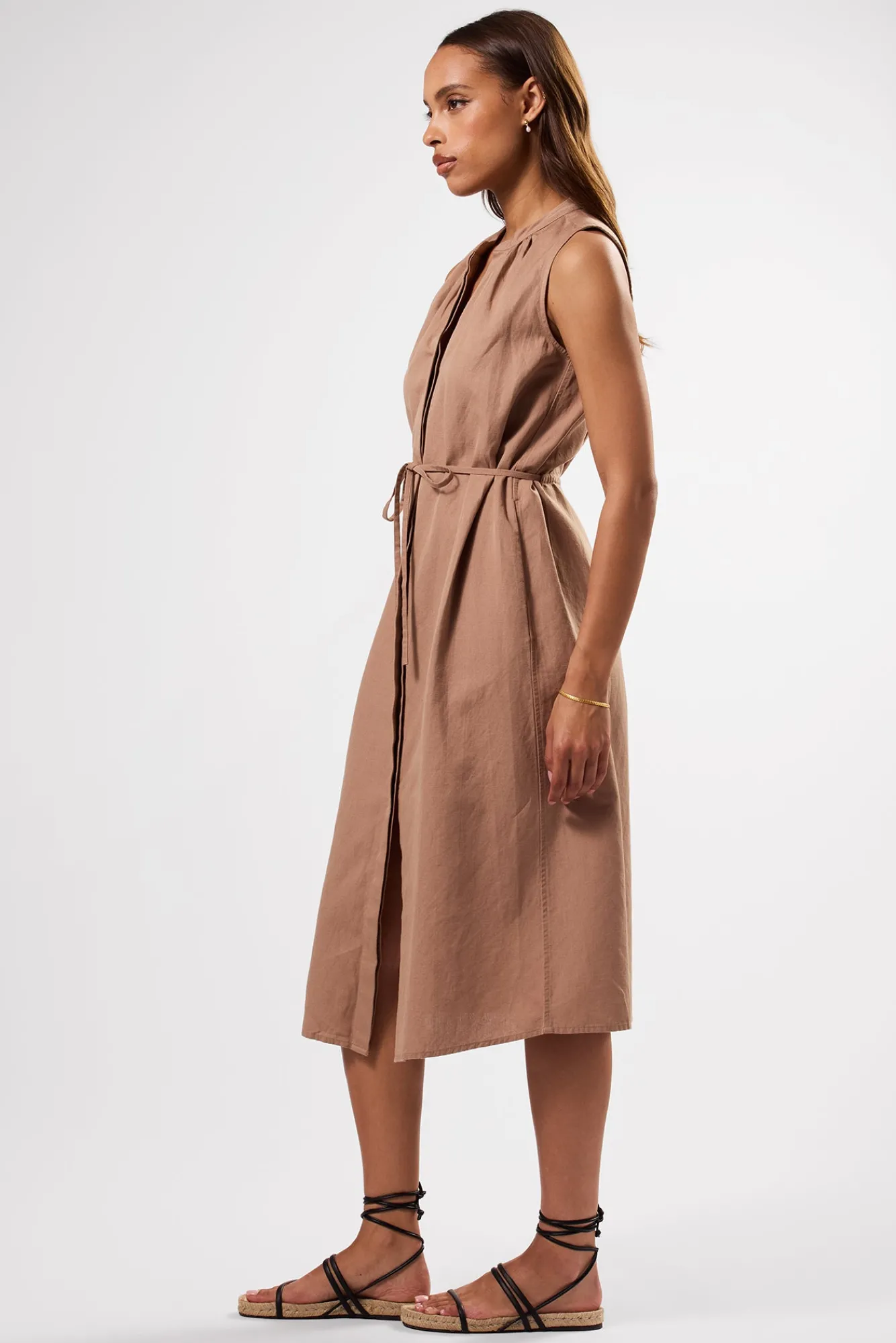 Amour Vert Kylen Cotton Linen Shirt Dress- Dresses|Clearance