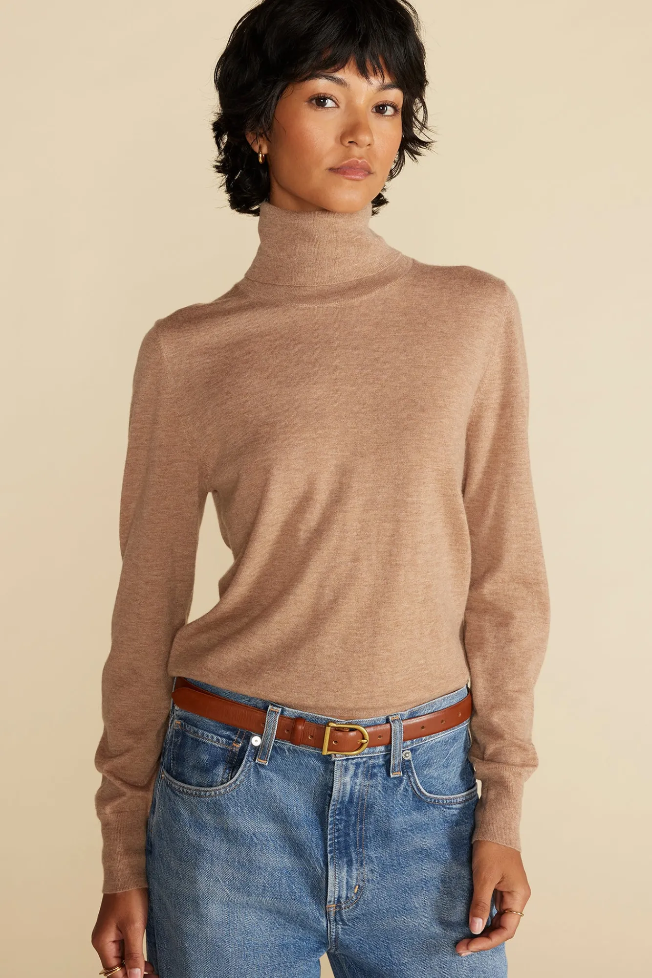 Amour Vert Carrie Turtleneck Cashmere Sweater- Sweaters & Cardigans|Clearance