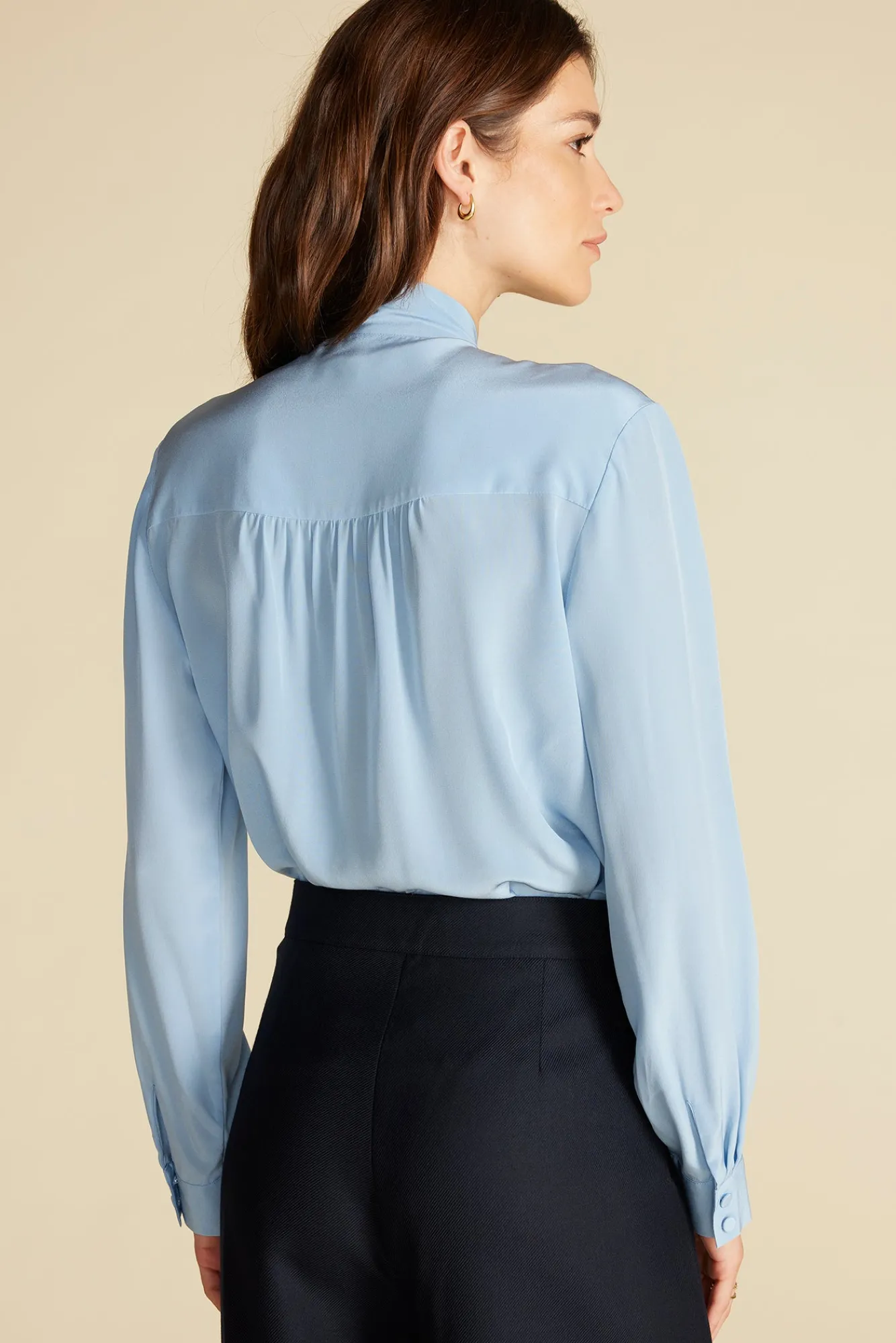 Amour Vert Milla Washable Silk Bow Blouse- Blouses & Shirts|Tops