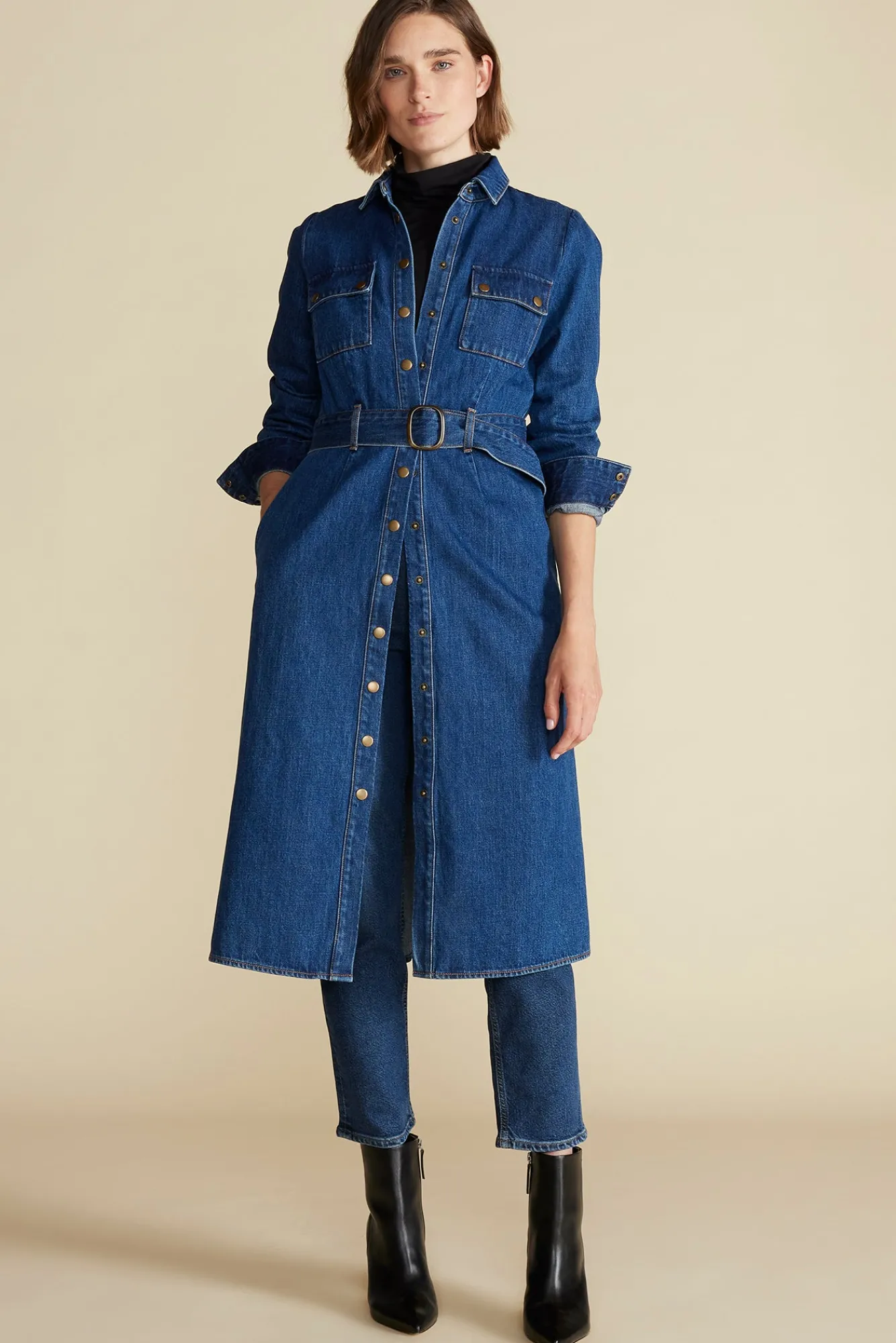 Amour Vert Joyce Denim Shirt Dress- Dresses|Denim