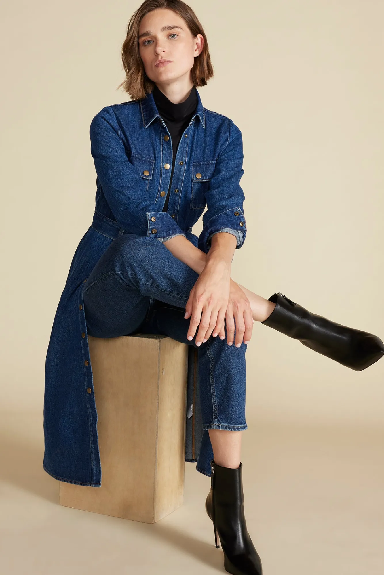 Amour Vert Joyce Denim Shirt Dress- Dresses|Denim