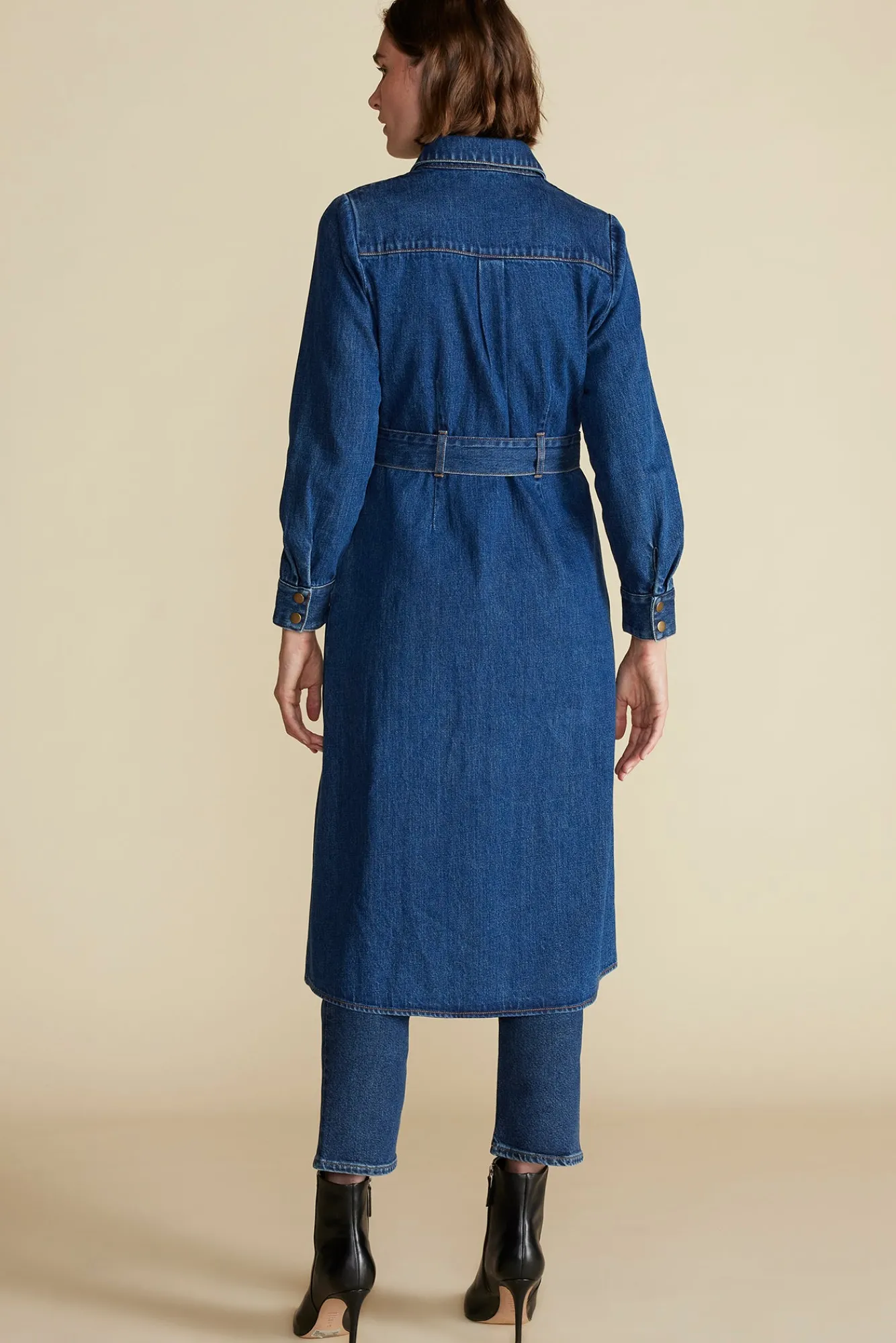 Amour Vert Joyce Denim Shirt Dress- Dresses|Denim
