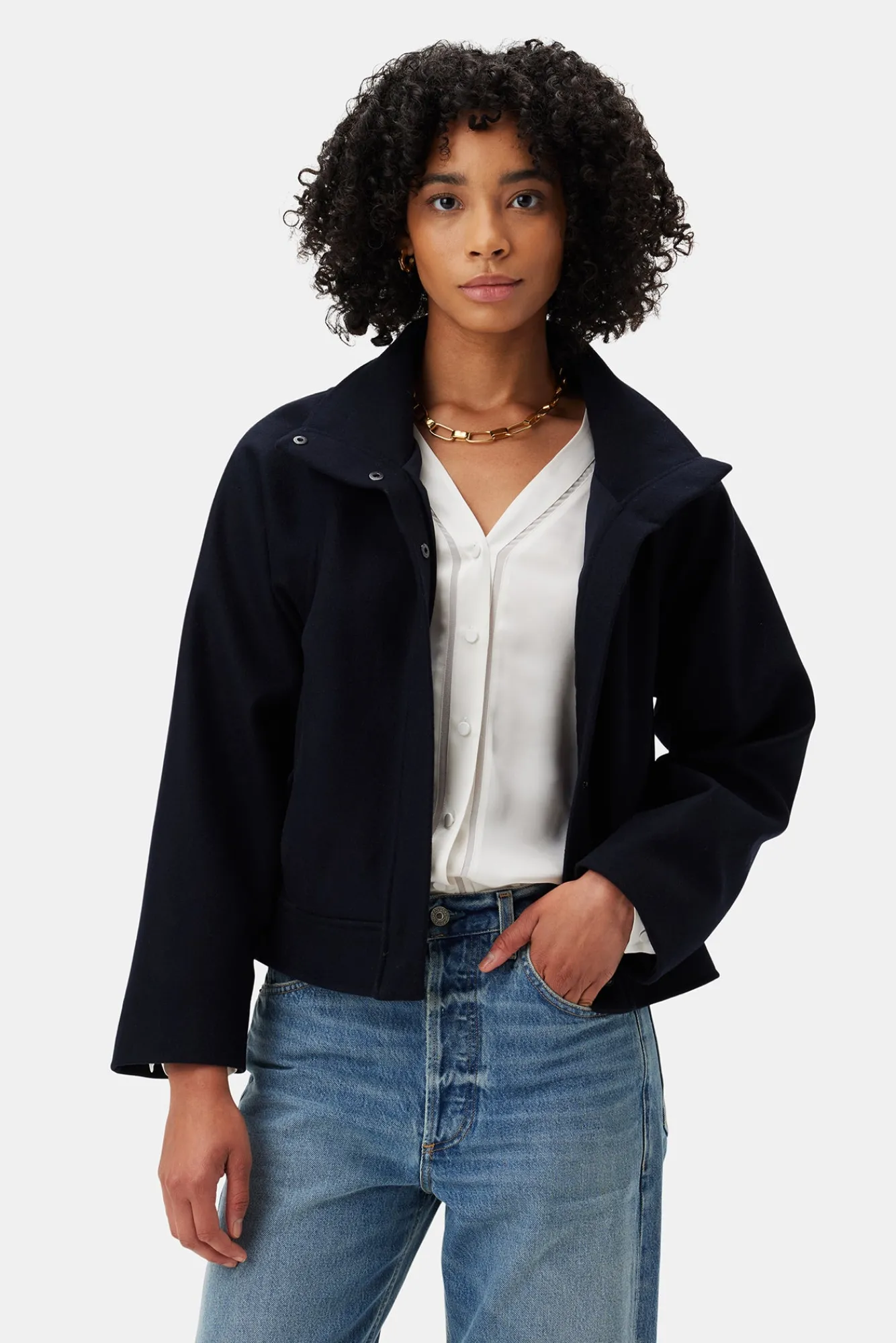 Amour Vert Joelle Wool Twill Jacket- Jackets & Outerwear|Clearance