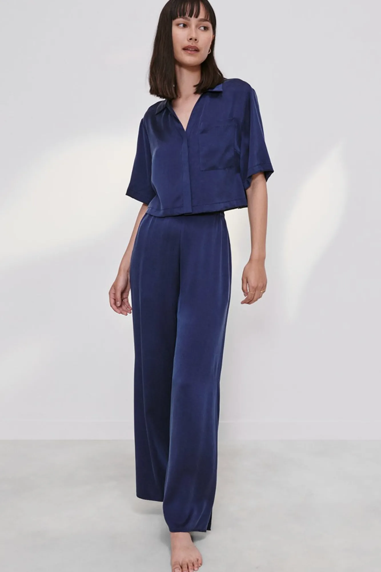 Amour Vert Lunya Washable Silk High Rise Pant Set- Loungewear