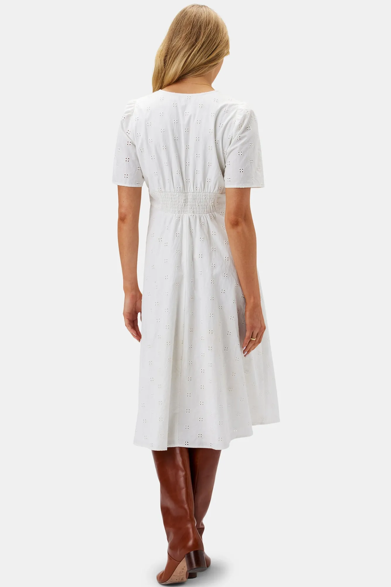 Amour Vert Violette Organic Cotton Eyelet Dress- Dresses|Clearance