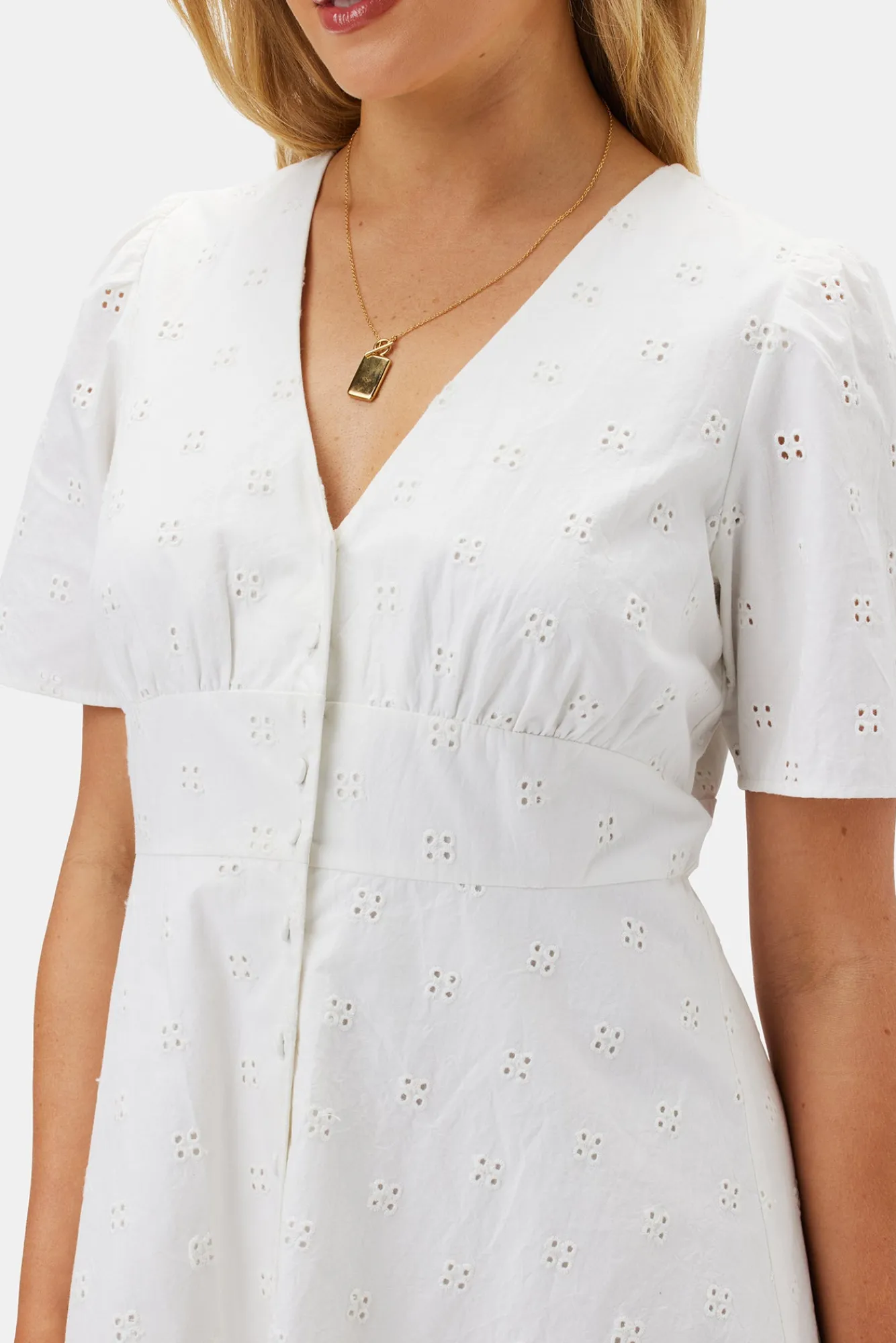 Amour Vert Violette Organic Cotton Eyelet Dress- Dresses|Clearance