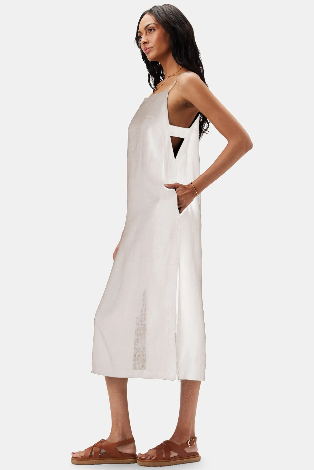 Amour Vert Lilly Pilly Kai Organic Linen Slip Dress- Dresses|Clearance