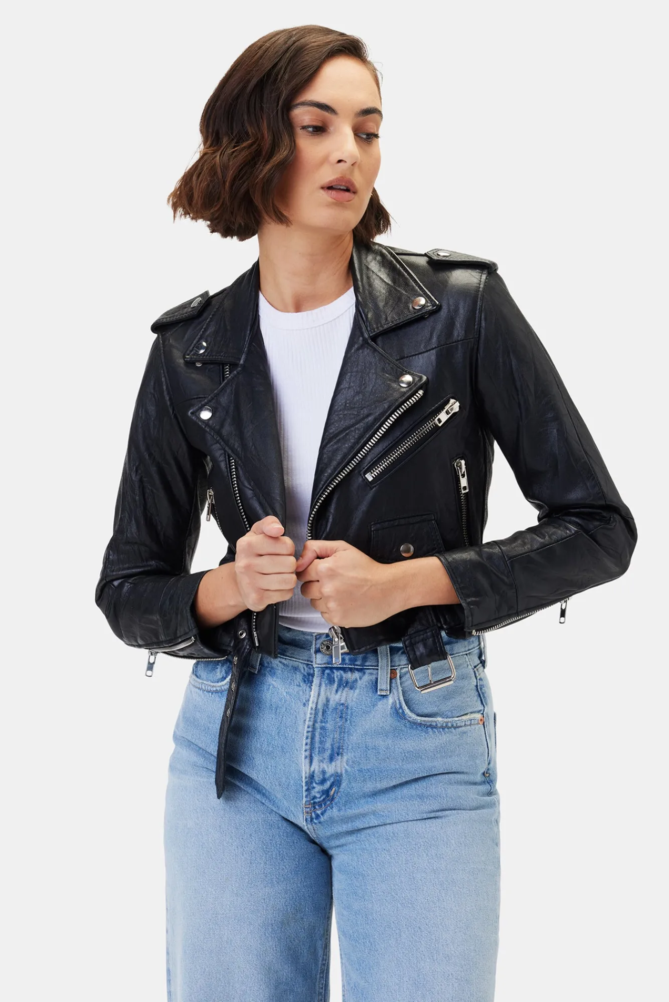 Amour Vert Deadwood Joan Leather Biker Jacket- Jackets & Outerwear