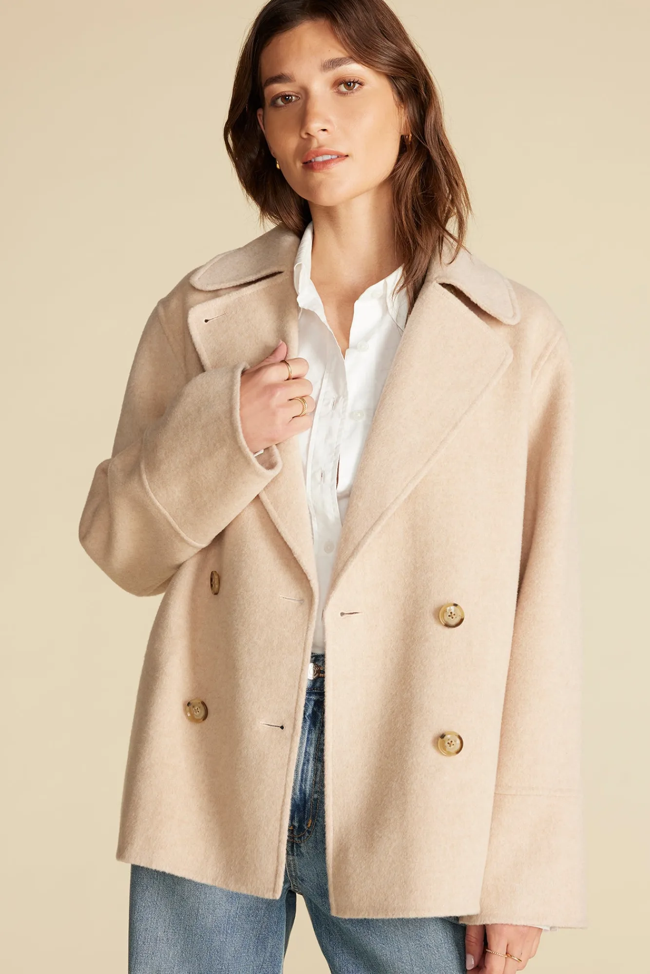 Amour Vert Marcel Wool Pea C- Jackets & Outerwear|Clearance